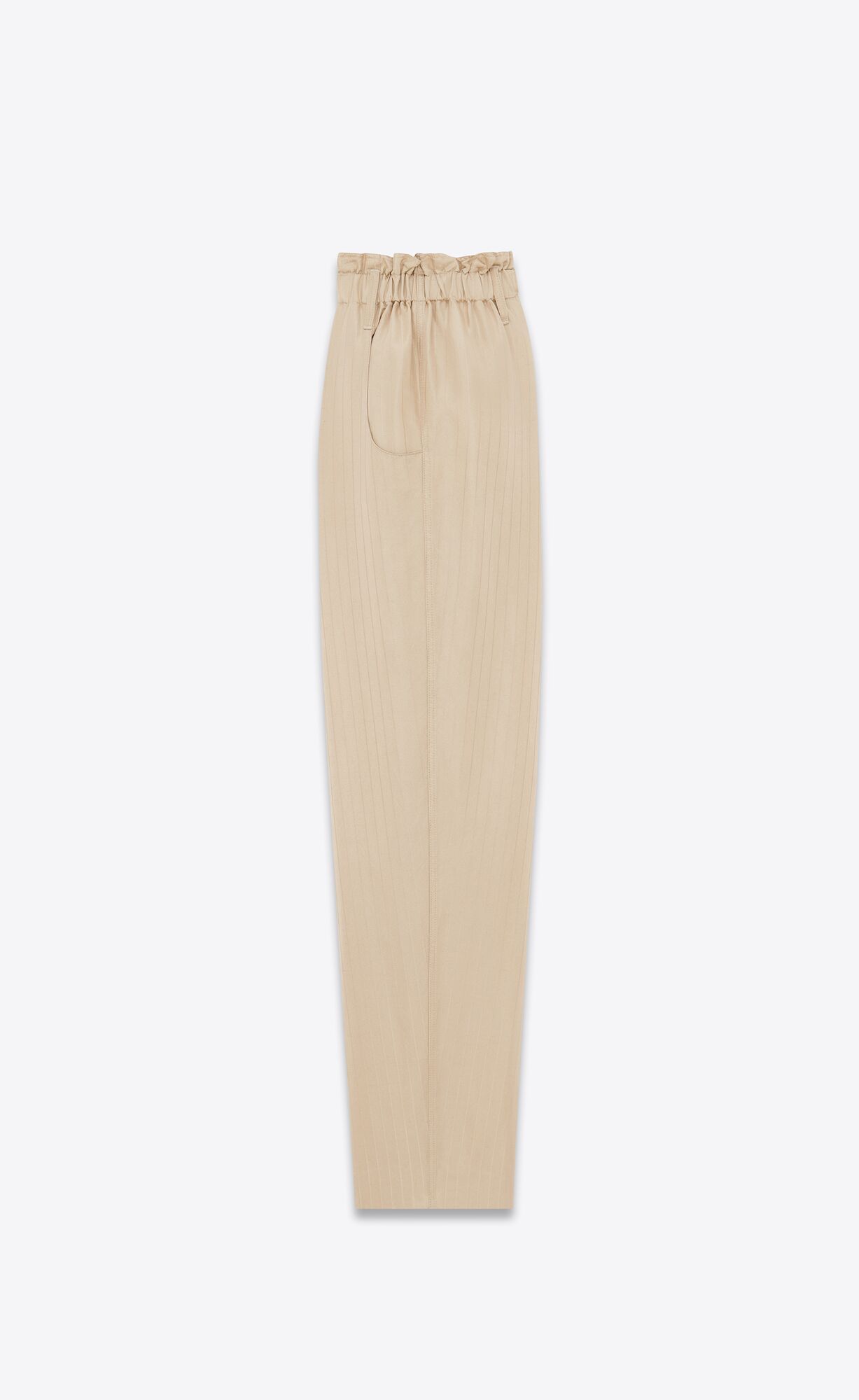 YSL High-waisted Pants In Matte And Shiny Gestreift Silk Sable | 36091-LKPE