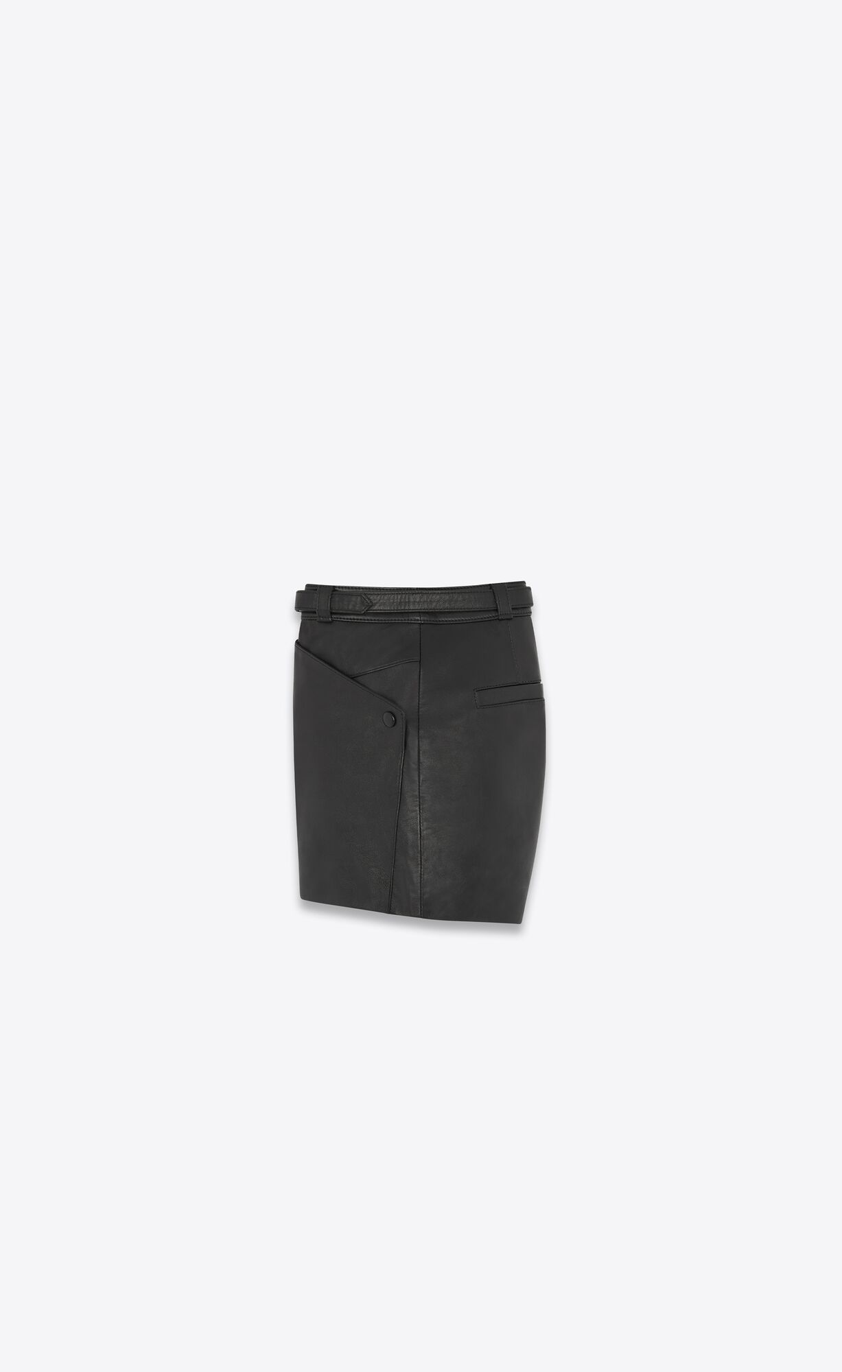 YSL High-waisted Shorts In Lambskin Noir | 24683-OKYF