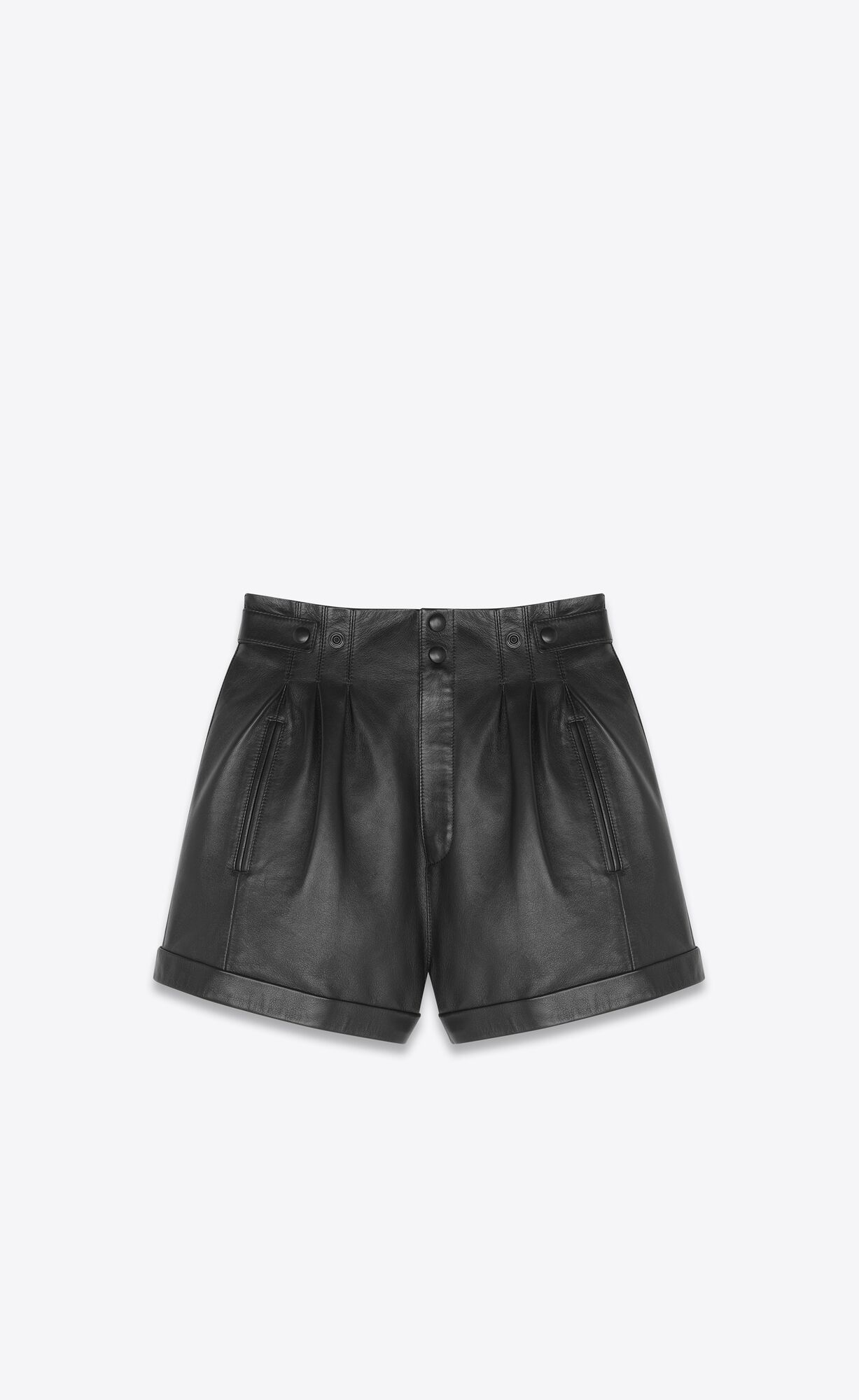 YSL High-waisted Shorts In Lambskin Schwarz | 65308-LJVF