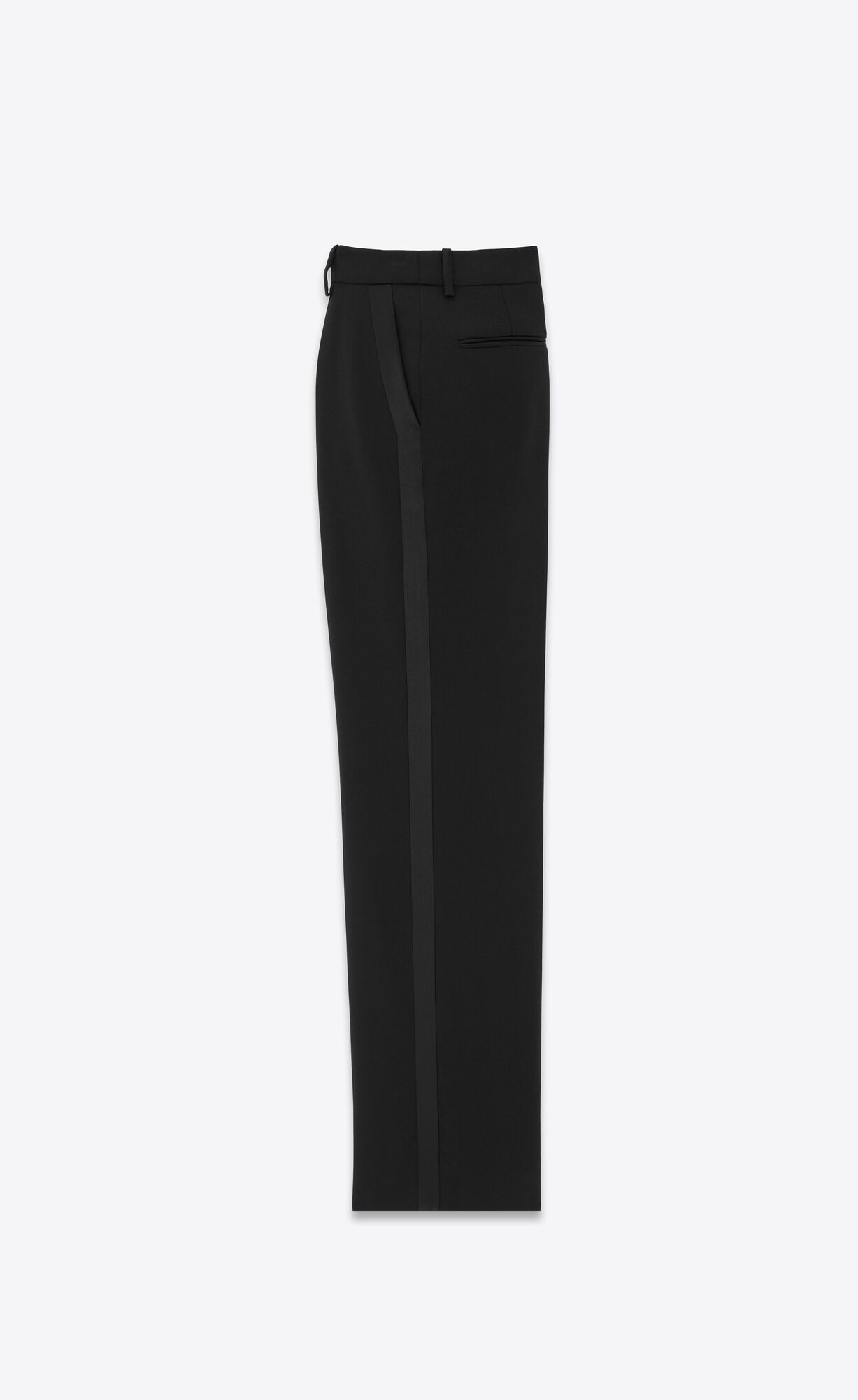 YSL High-waisted Tuxedo Pants In Grain De Poudre Schwarz | 48392-YABU