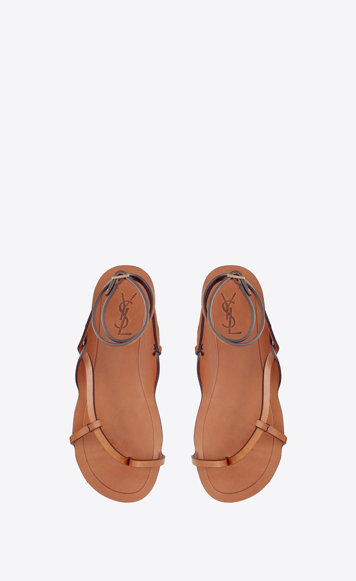 YSL Isla Flache Sandals In Smooth Leder Cuoio | 05396-OMRD