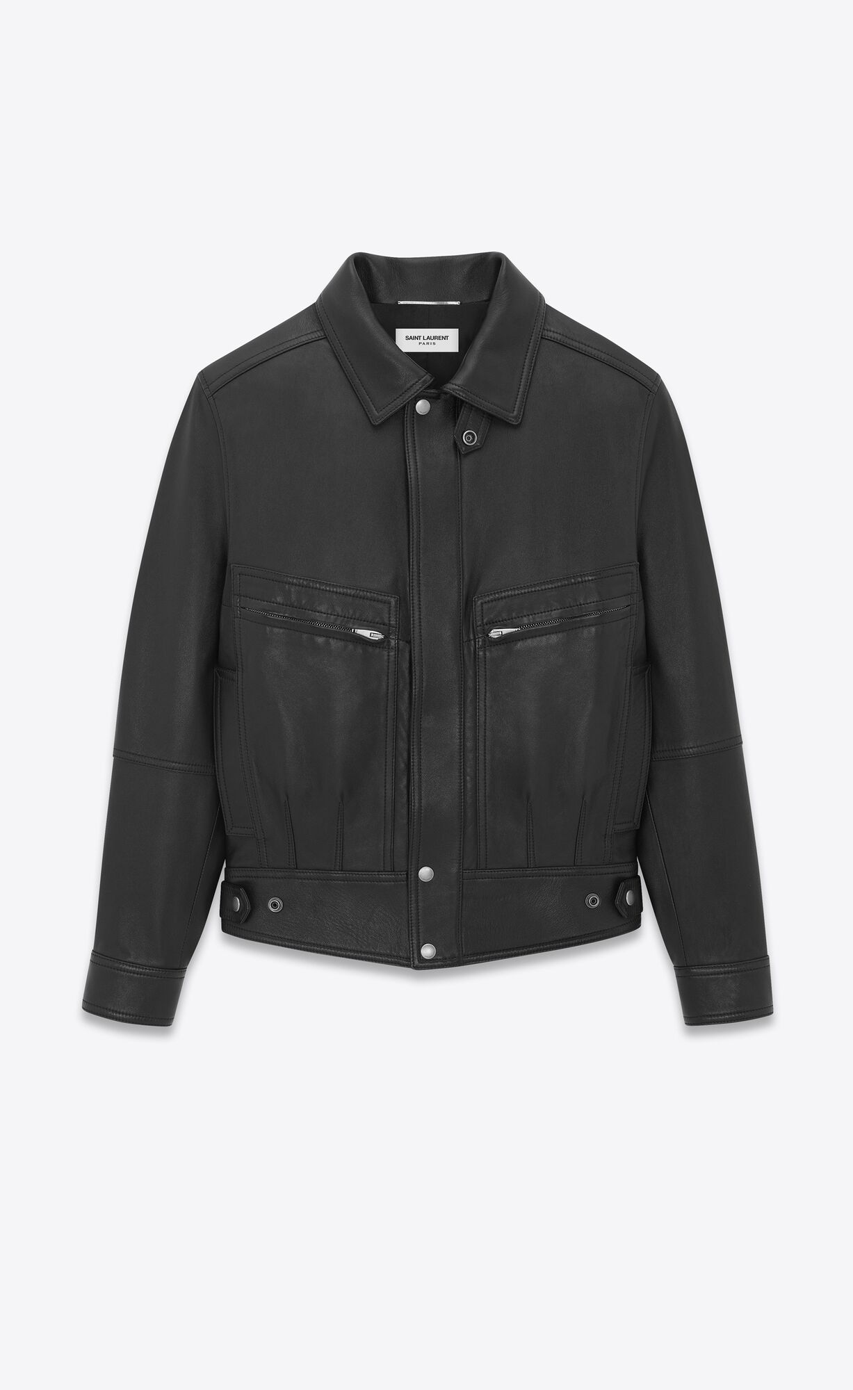 YSL Jacket In Drummed Lambskin Schwarz | 12048-DZHI