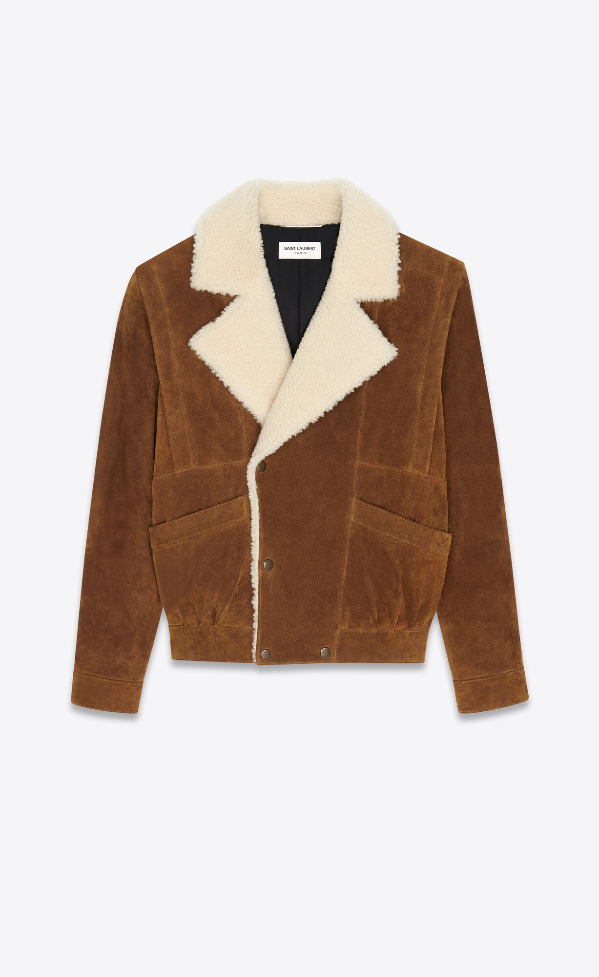 YSL Jacket In Wildleder And Shearling Noix Et Ecru | 43027-RHUS