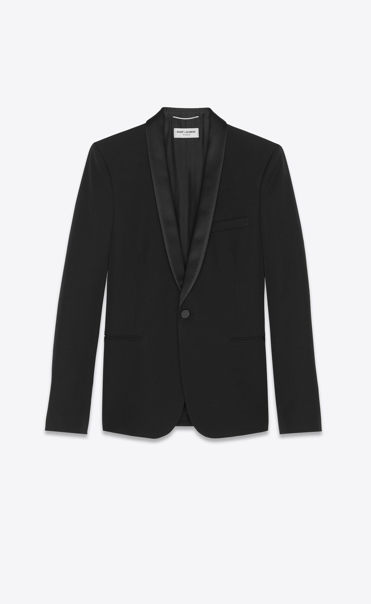 YSL Jacket With Shawl Collar In Grain De Poudre Schwarz | 74902-JTXS