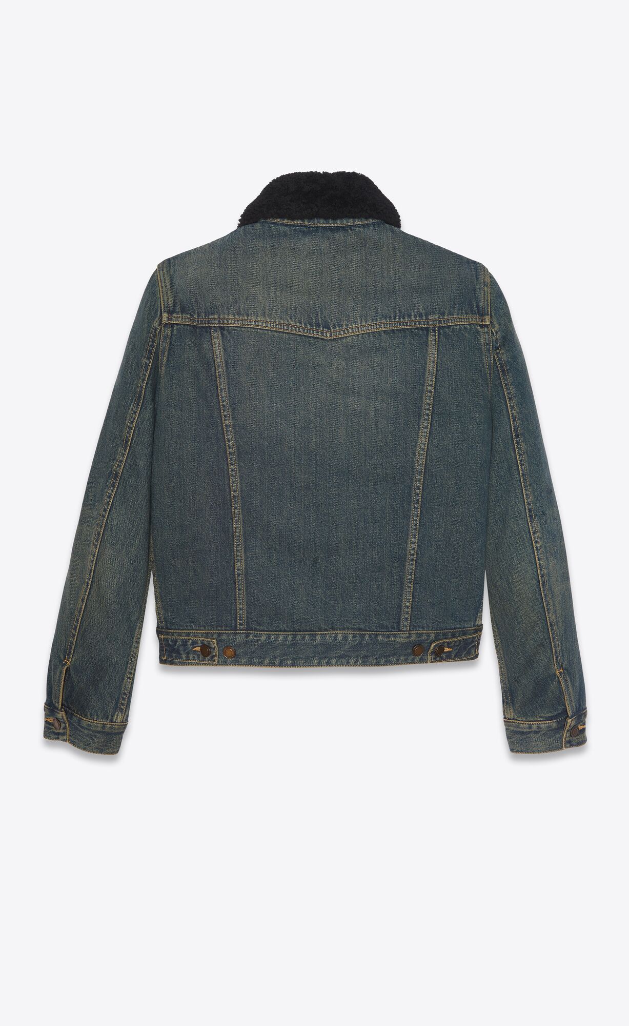 YSL Jacket With Shearling Dunkelblau | 18756-QEAF