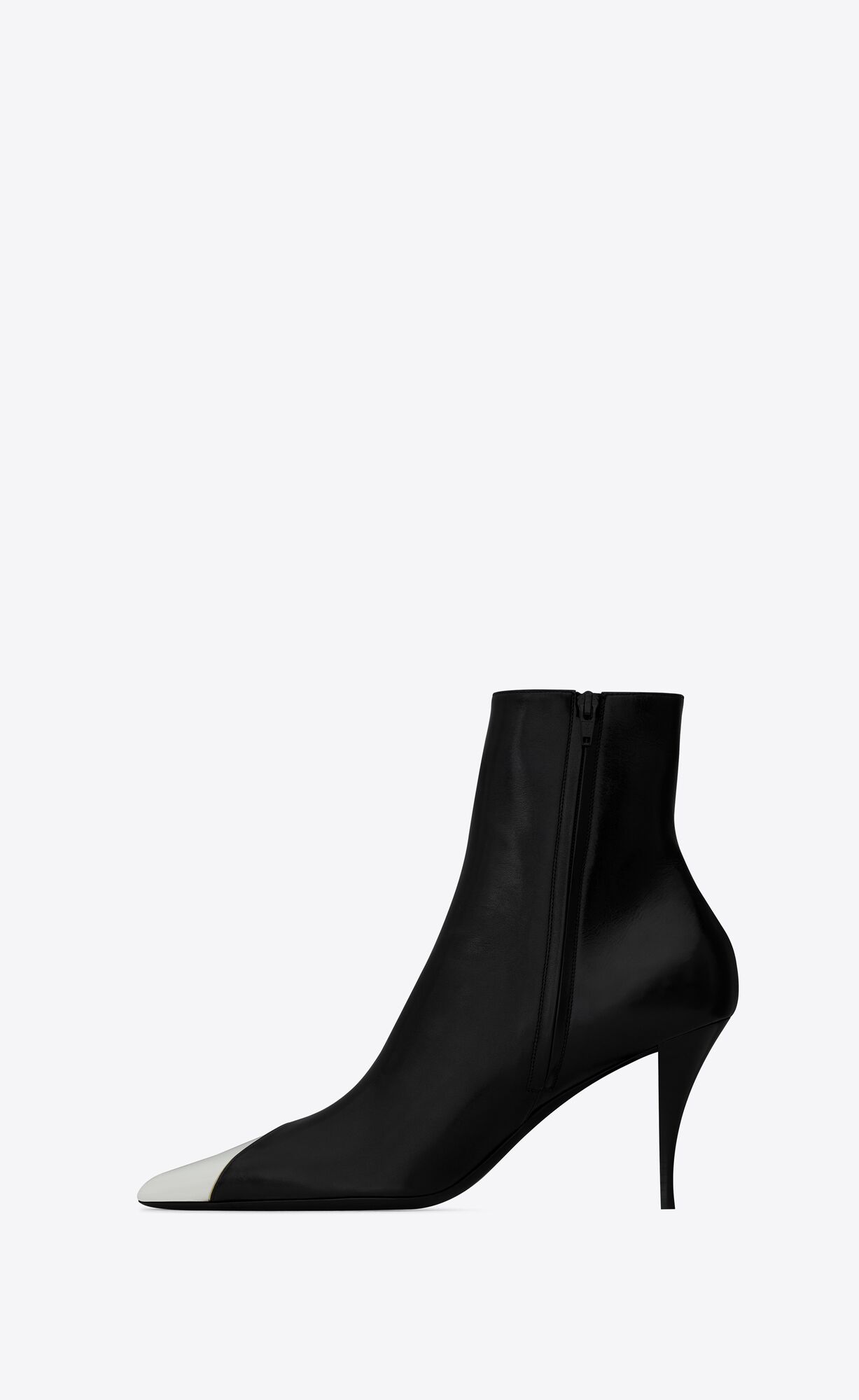 YSL Jam Zipped Boots In Shiny Leder Noir, Blanc Optique Et Or | 21576-IZTR