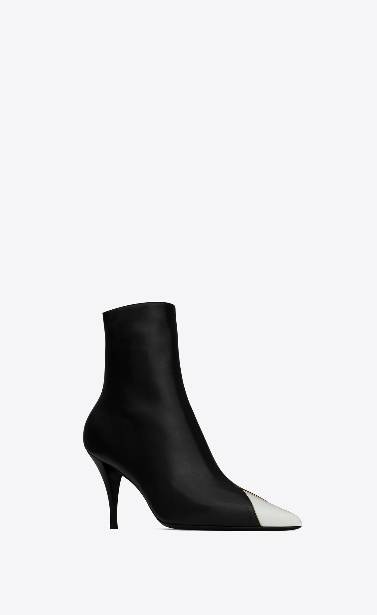 YSL Jam Zipped Boots In Shiny Leder Noir, Blanc Optique Et Or | 21576-IZTR