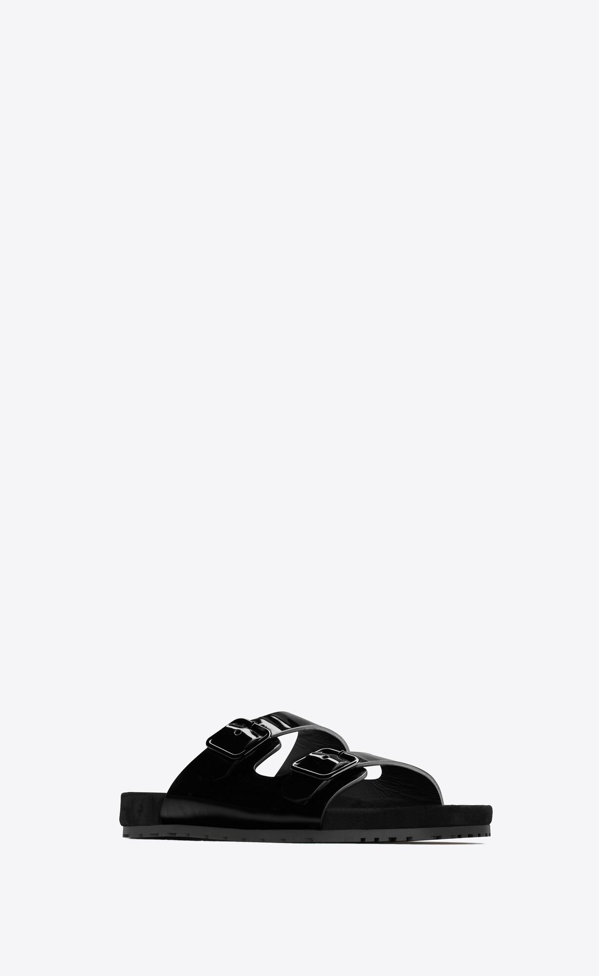 YSL Jimmy Flache Sandals In Lack Leder Noir | 06257-YDHM