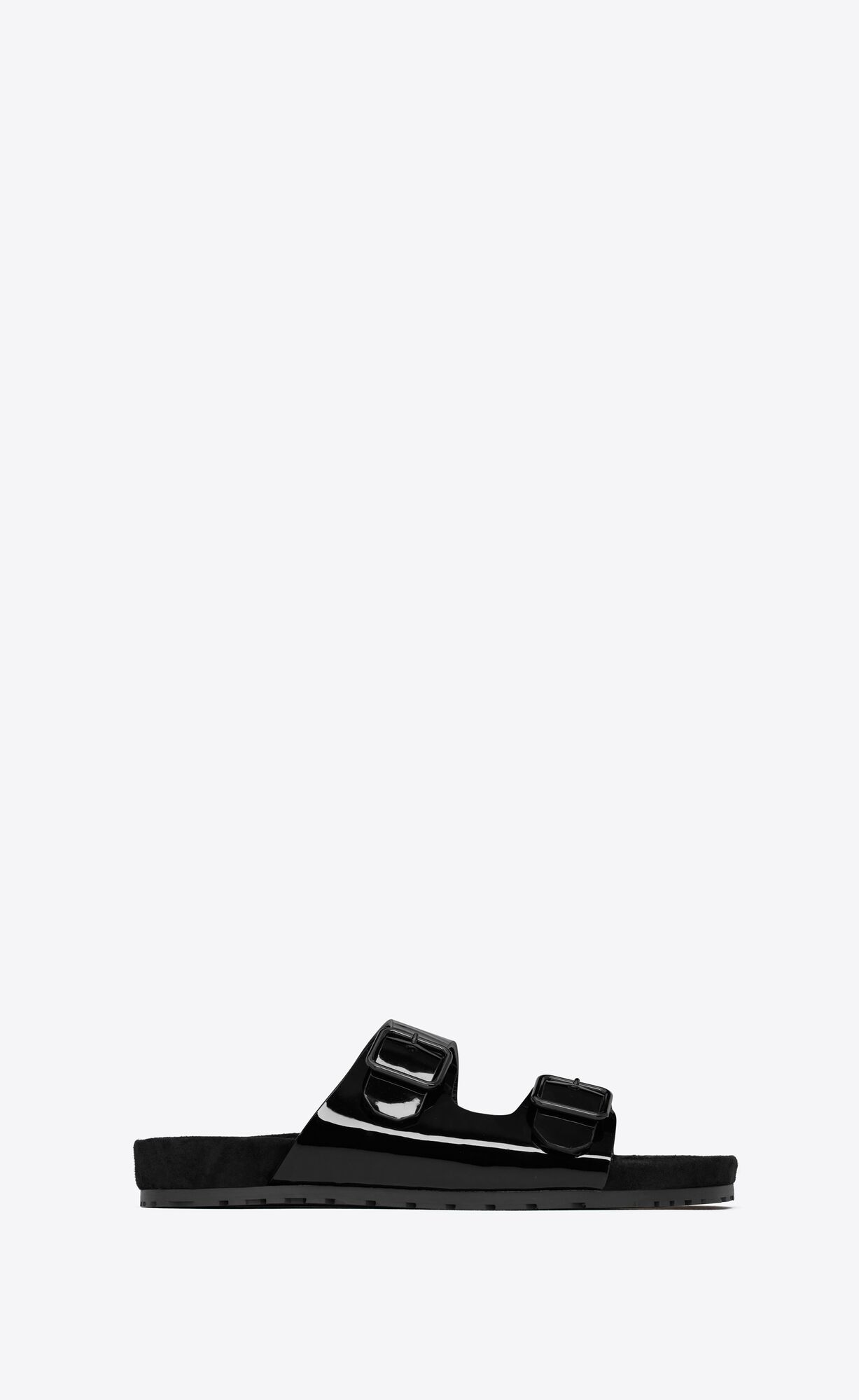 YSL Jimmy Flache Sandals In Lack Leder Noir | 15497-FVCT