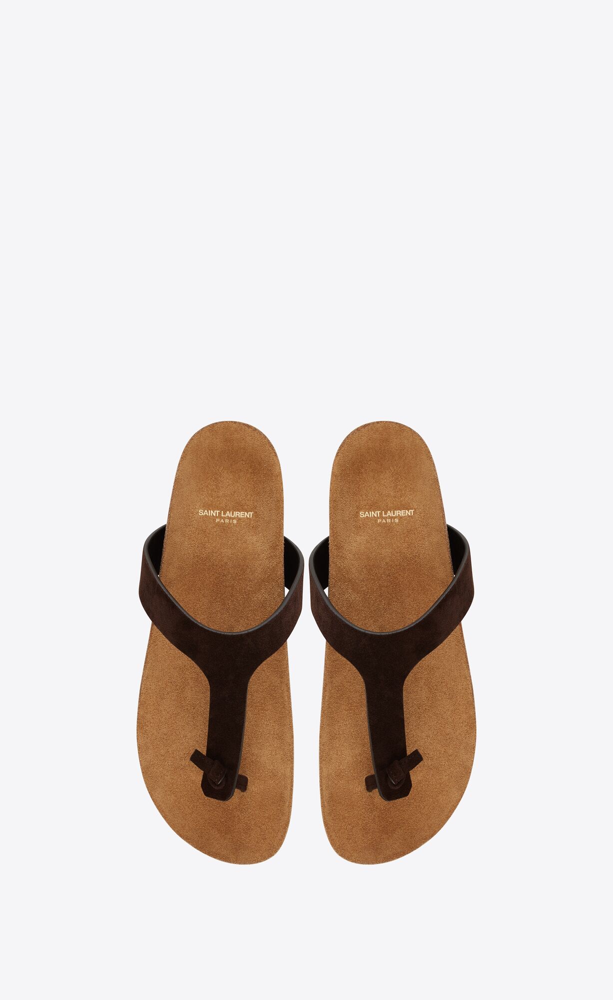 YSL Jimmy Flache Sandals In Wildleder Chocolat | 36592-QVJL