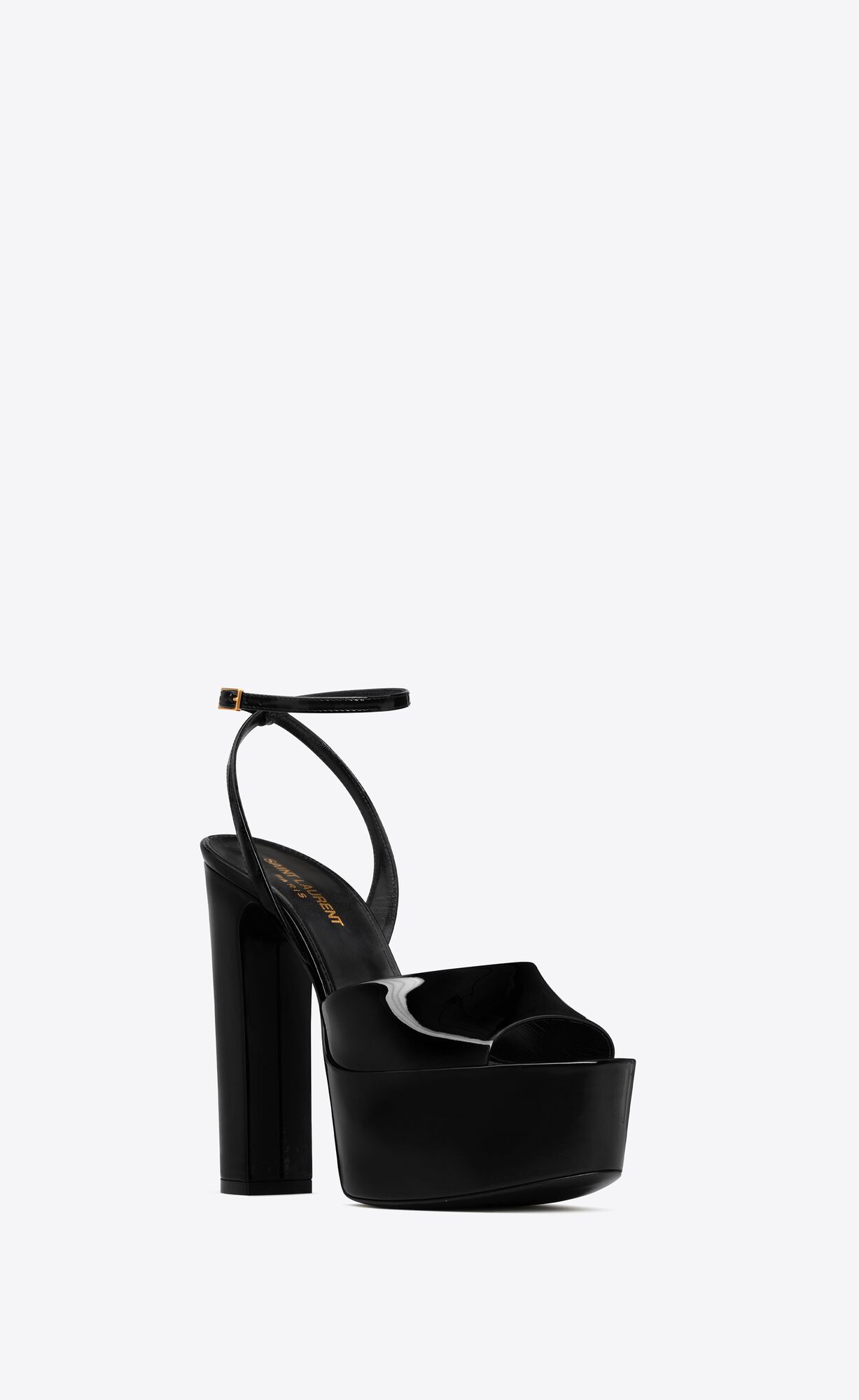 YSL Jodie Plattform Sandals In Lack Leder Schwarz | 07942-RCGQ