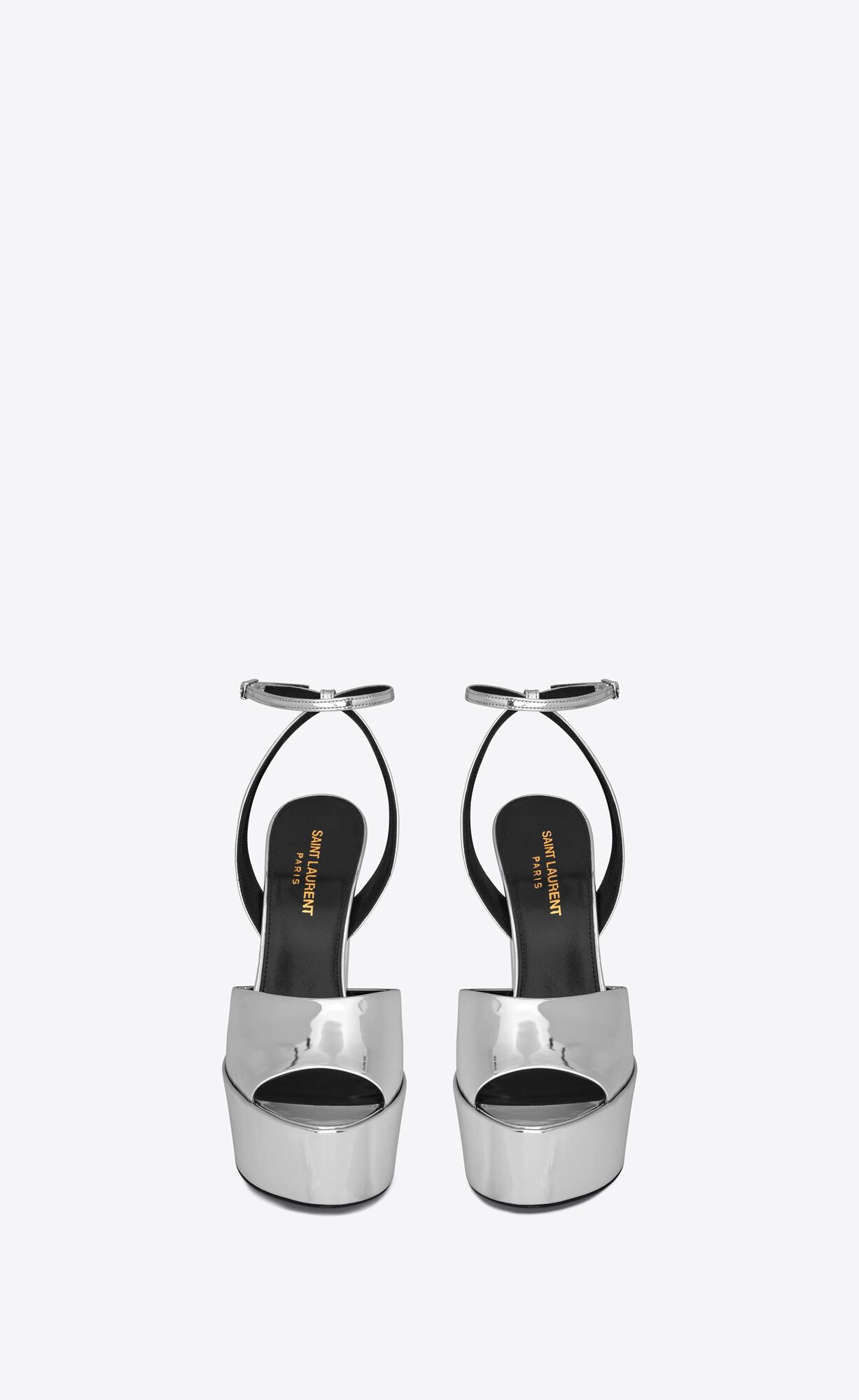 YSL Jodie Plattform Sandals In Reflective Leder Argent | 26170-GRVQ