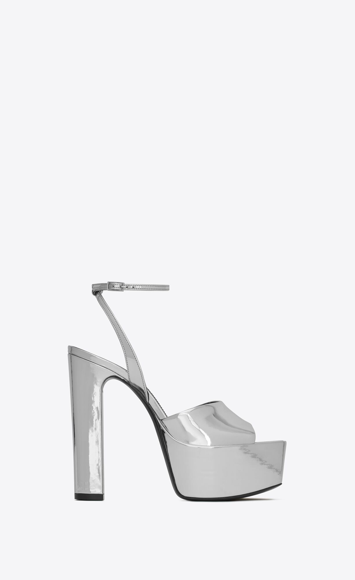 YSL Jodie Plattform Sandals In Reflective Leder Argent | 26170-GRVQ