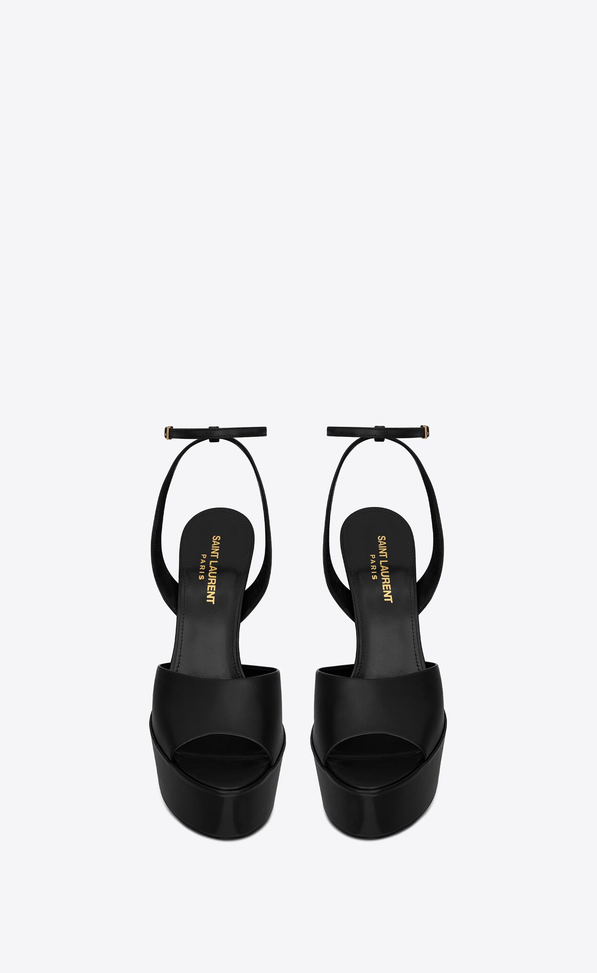 YSL Jodie Plattform Sandals In Shiny Leder Schwarz | 15729-ZBHM