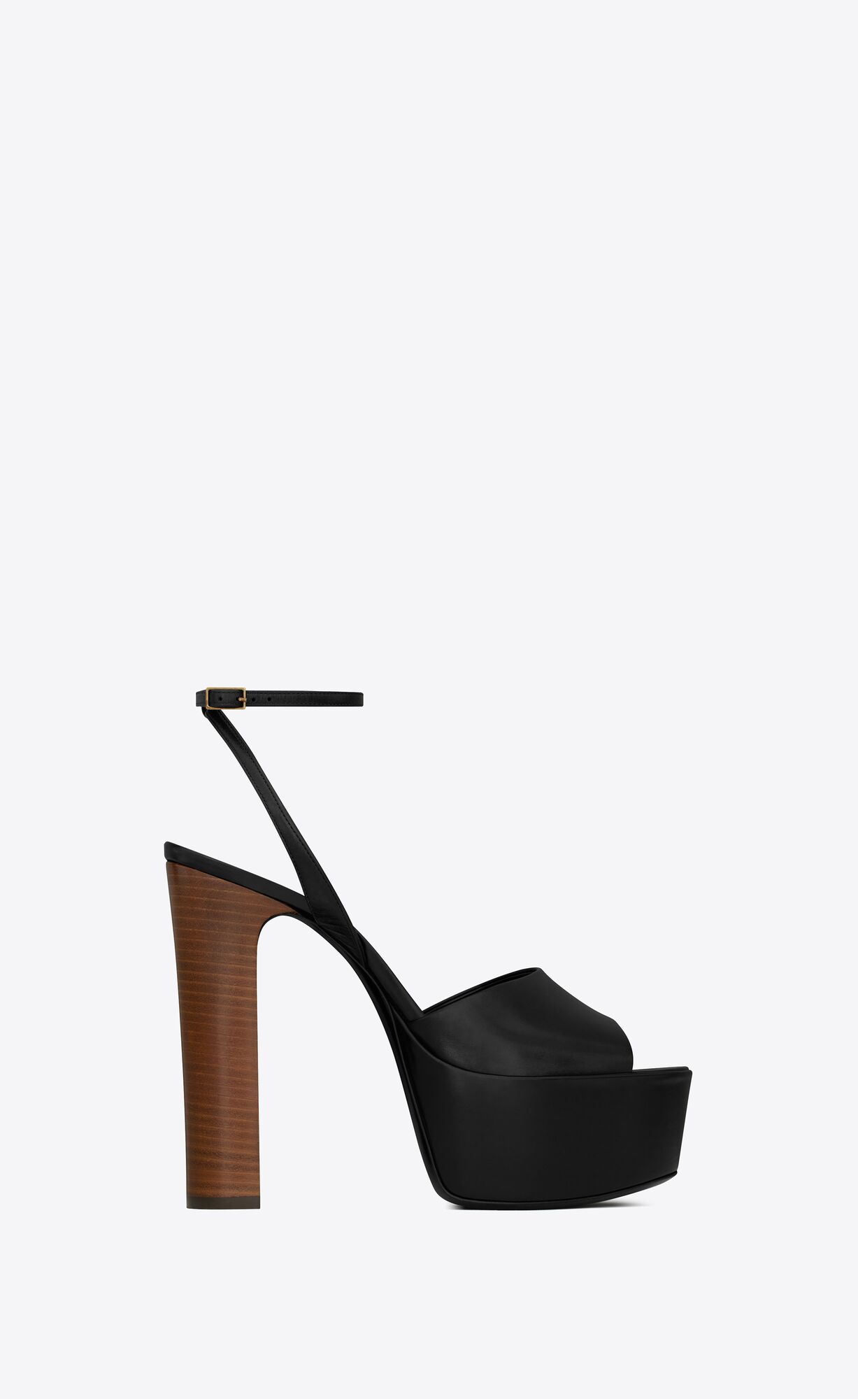 YSL Jodie Plattform Sandals In Shiny Leder Schwarz | 15729-ZBHM