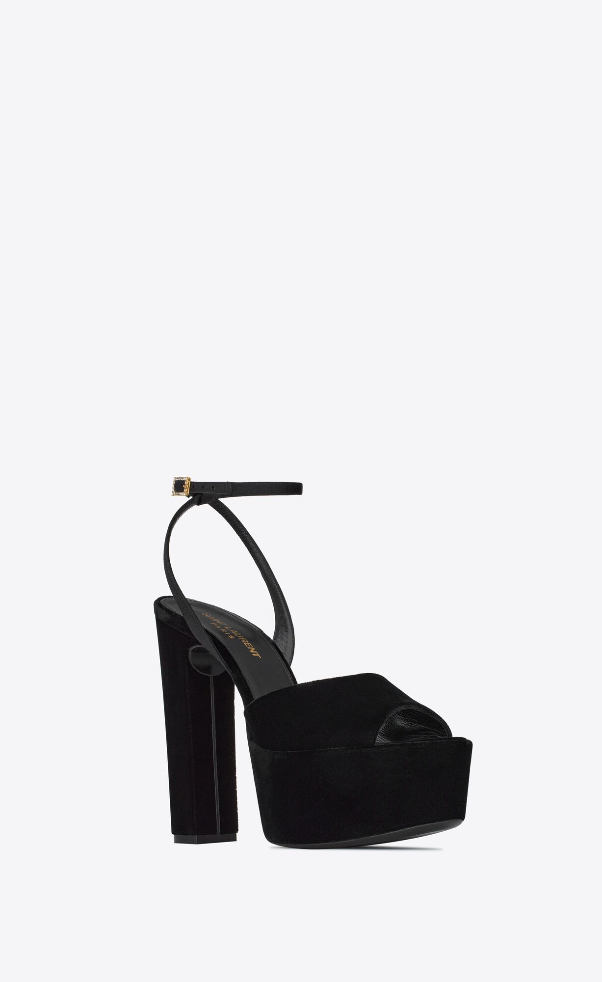 YSL Jodie Plattform Sandals In Velvet Schwarz | 89274-ECLV