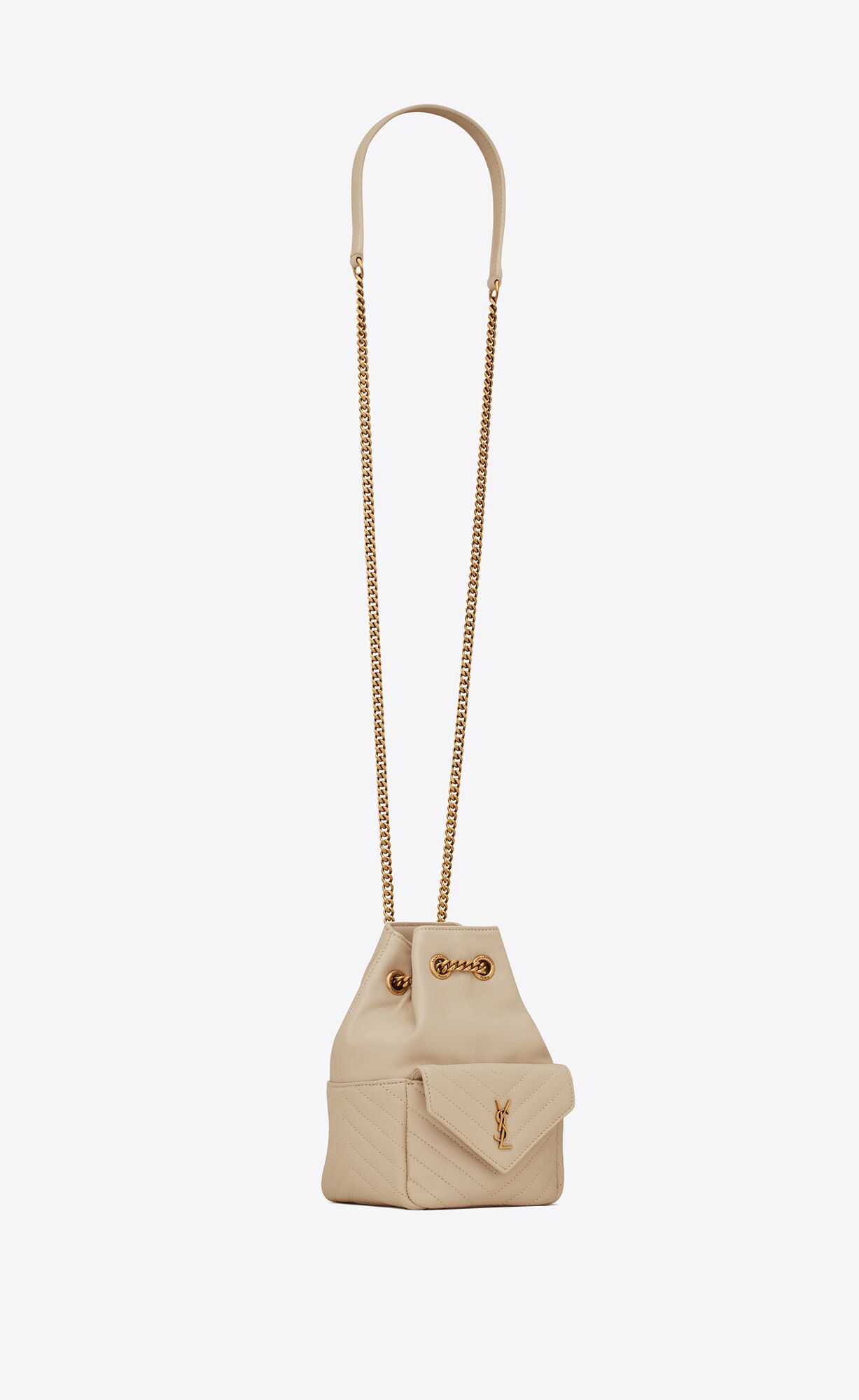 YSL Joe Mini Bucket Bag In Gesteppt Lambskin Hellblau | 16470-NMGW