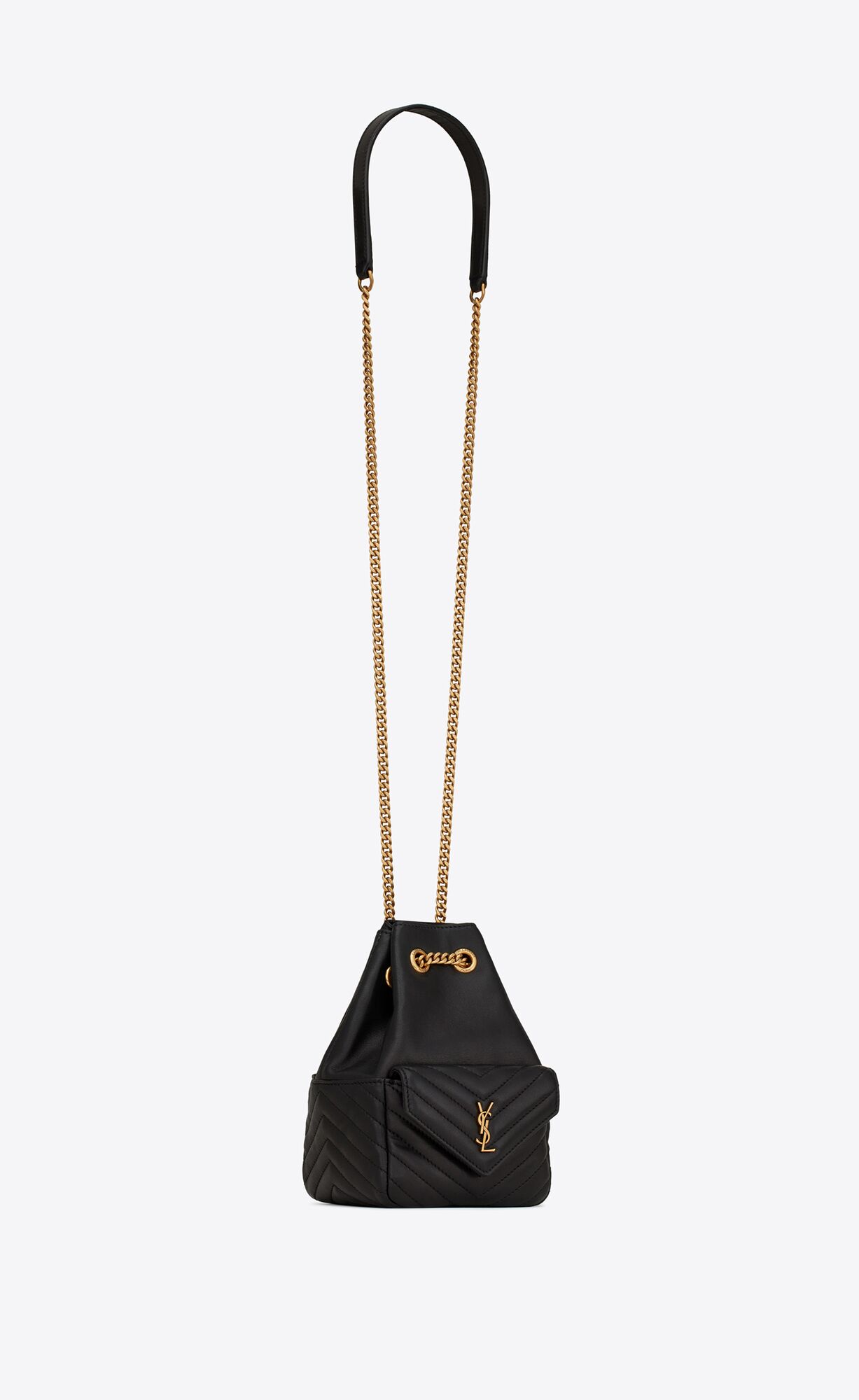 YSL Joe Mini Bucket Bag In Gesteppt Lambskin Schwarz | 29805-OMBA