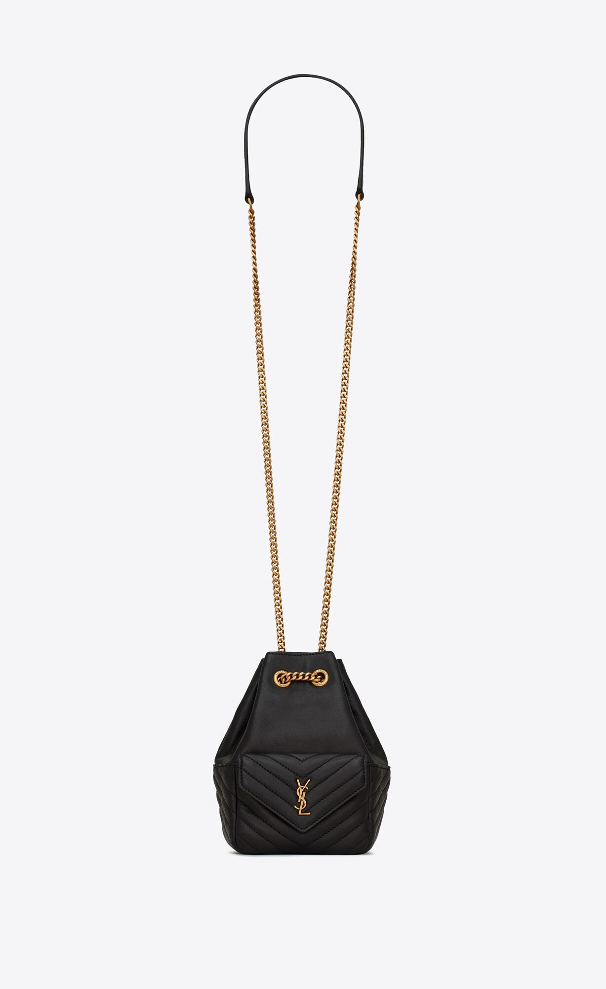 YSL Joe Mini Bucket Bag In Gesteppt Lambskin Schwarz | 29805-OMBA