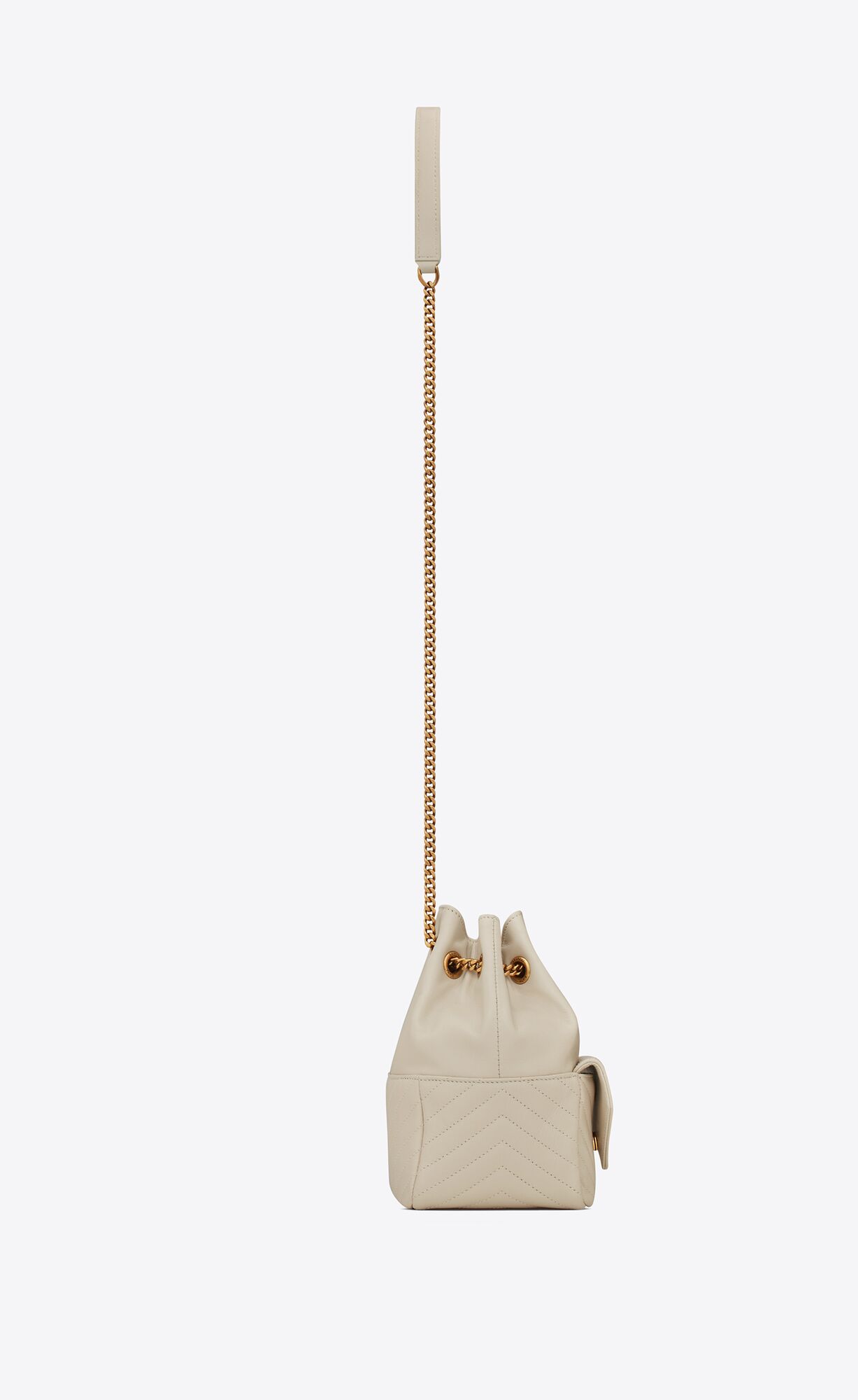 YSL Joe Mini Bucket Bag In Gesteppt Lambskin Blanc Vintage | 75136-XJMI