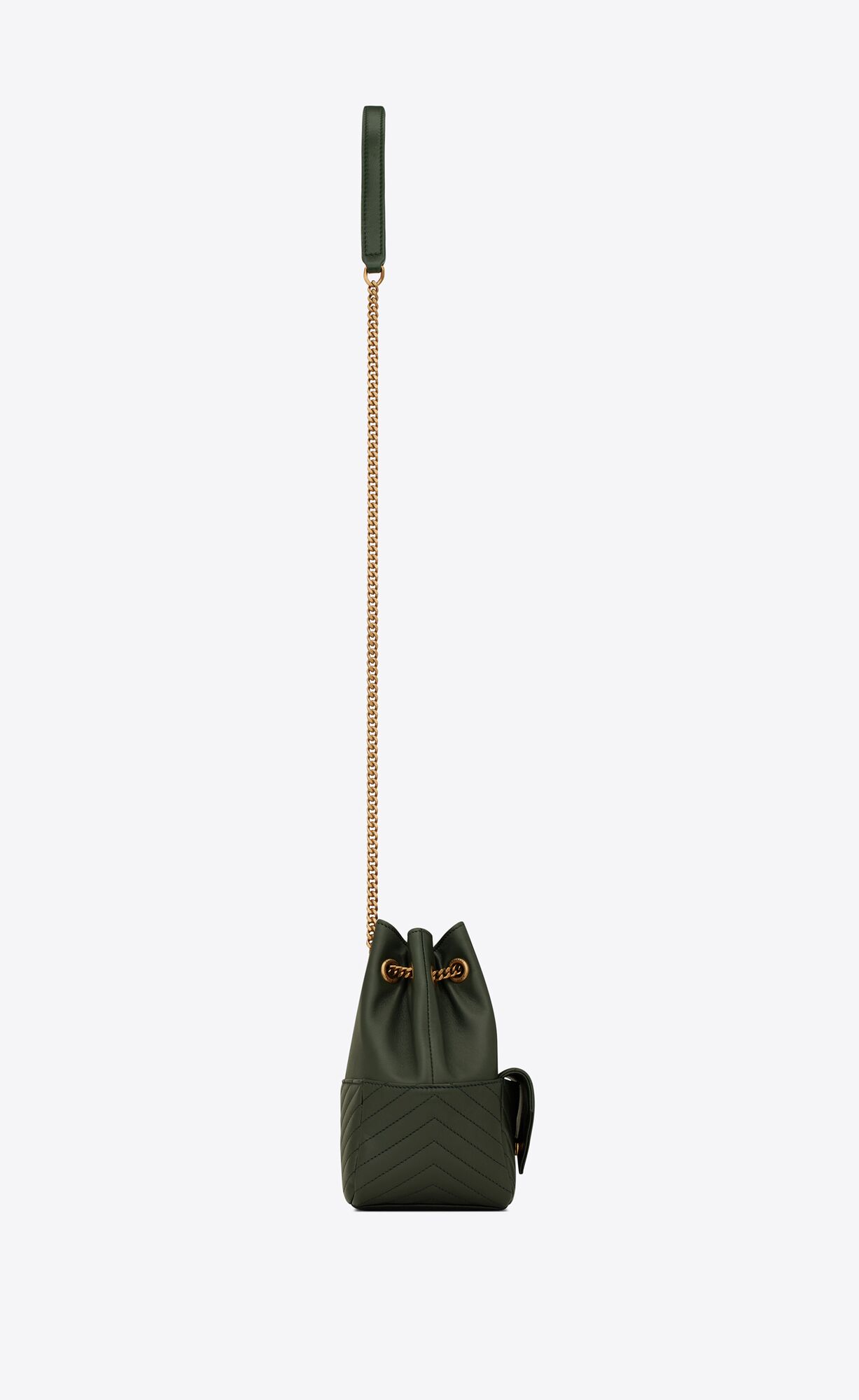 YSL Joe Mini Bucket Bag In Gesteppt Lambskin Vert Fonce | 96847-FANP