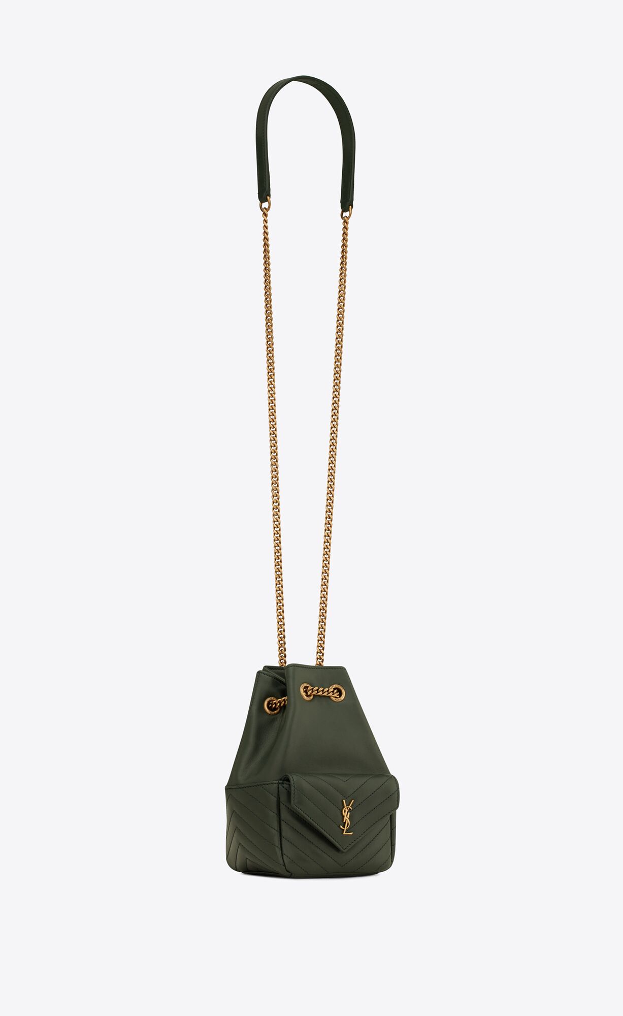 YSL Joe Mini Bucket Bag In Gesteppt Lambskin Vert Fonce | 96847-FANP