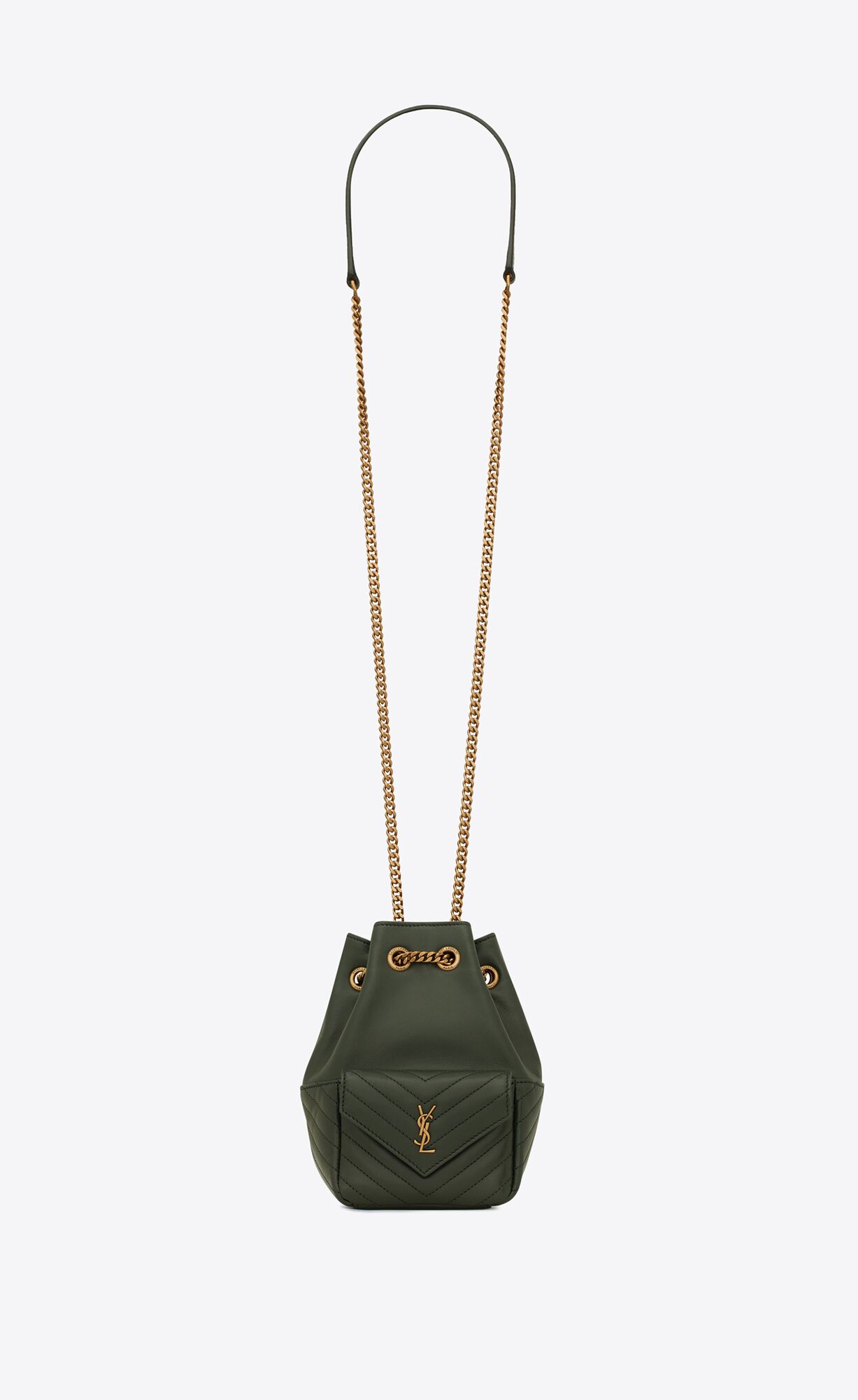 YSL Joe Mini Bucket Bag In Gesteppt Lambskin Vert Fonce | 96847-FANP