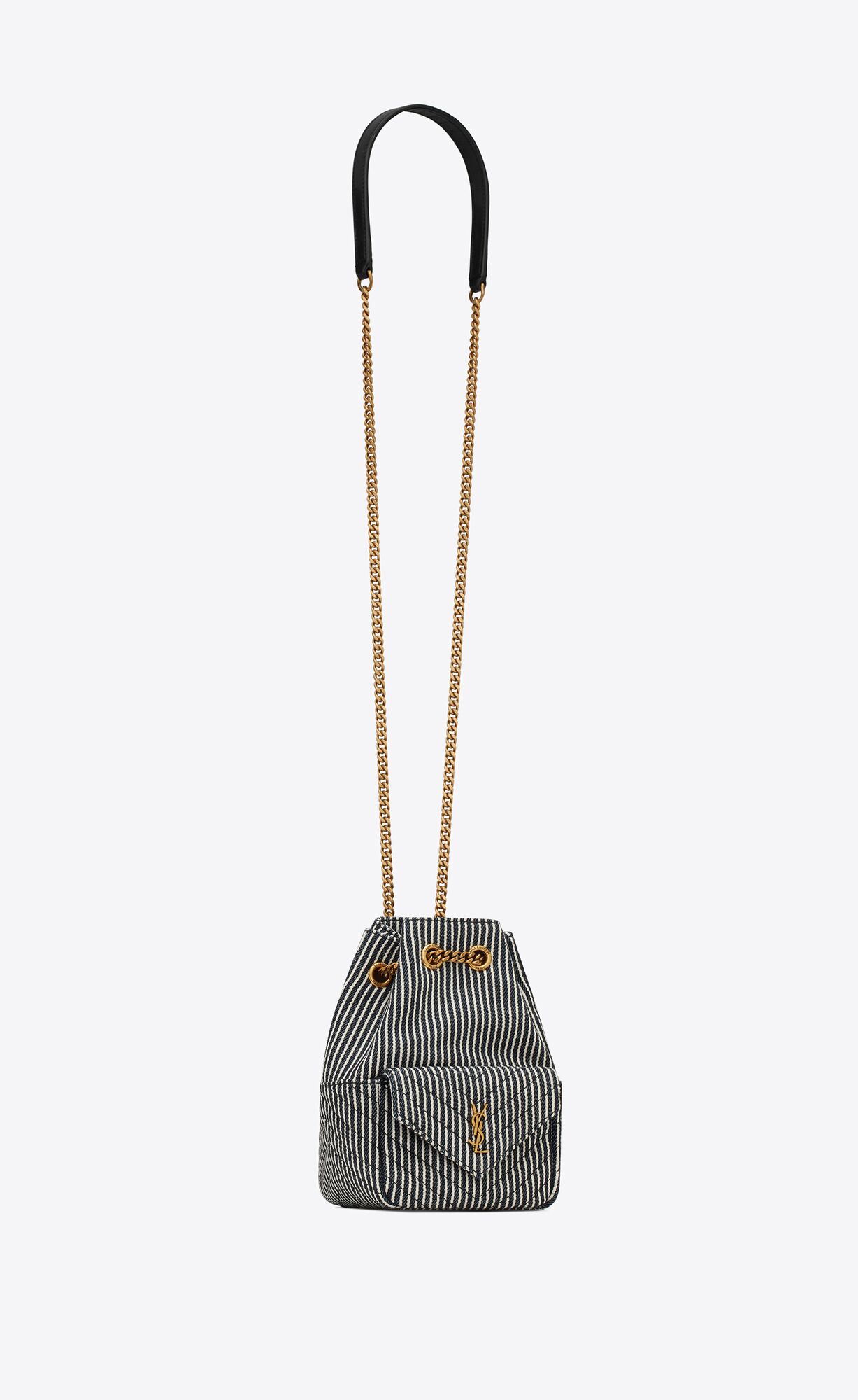 YSL Joe Mini Bucket Bag In Micro Stripped Denim Blau Weiß | 87691-UYRZ