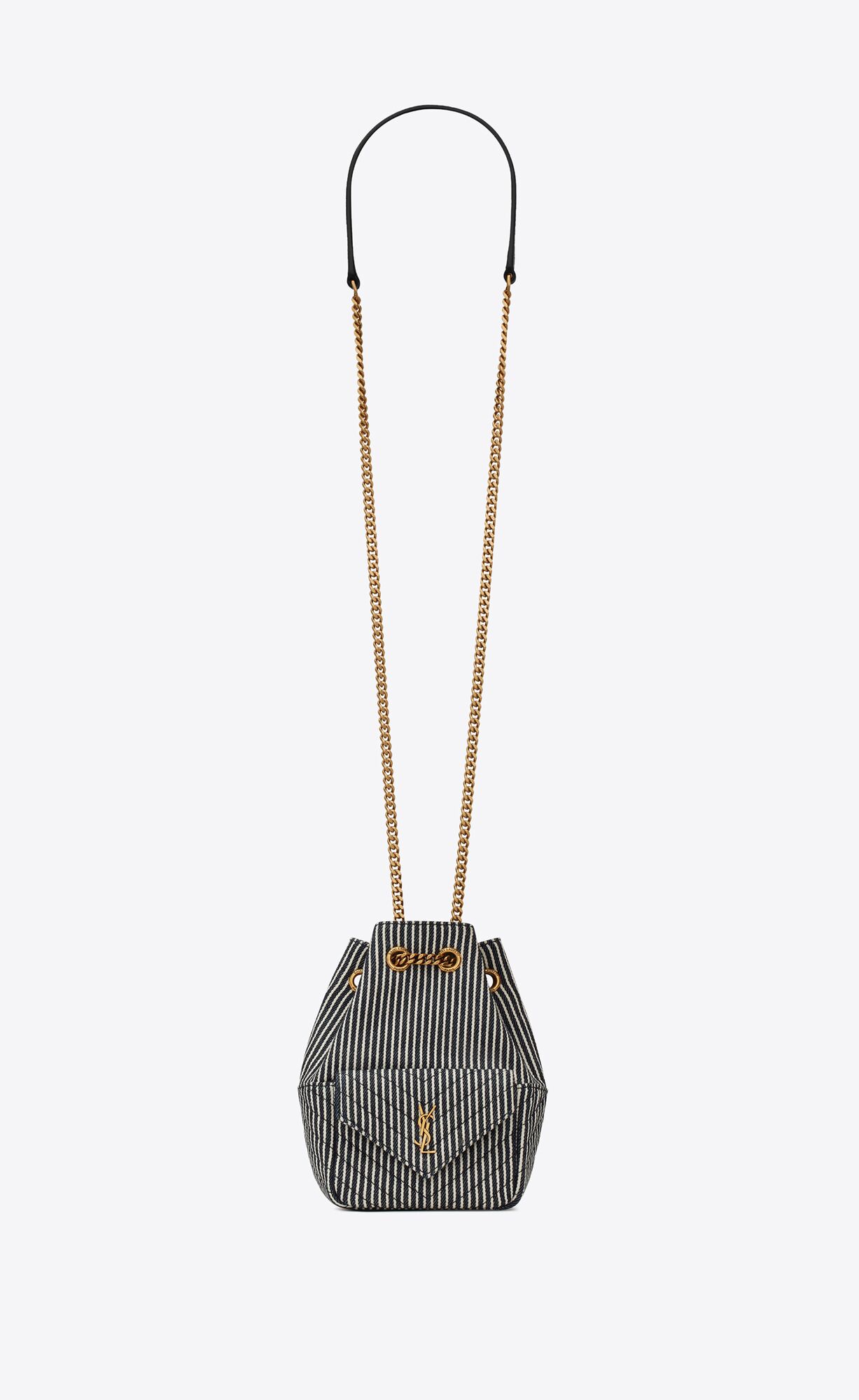 YSL Joe Mini Bucket Bag In Micro Stripped Denim Blau Weiß | 87691-UYRZ