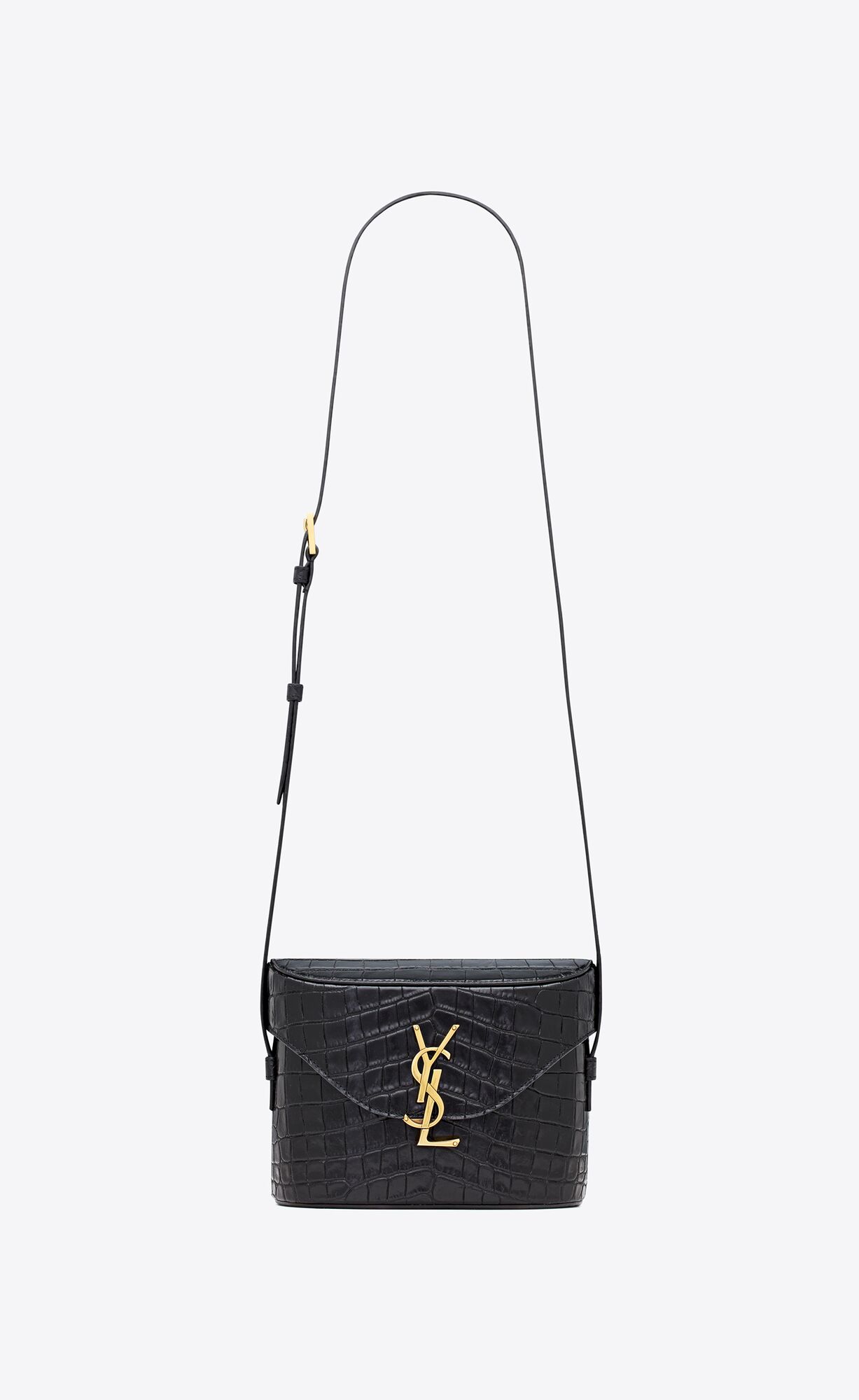 YSL June Box Bag In Crocodile-embossed Leder Schwarz | 58642-VZBW