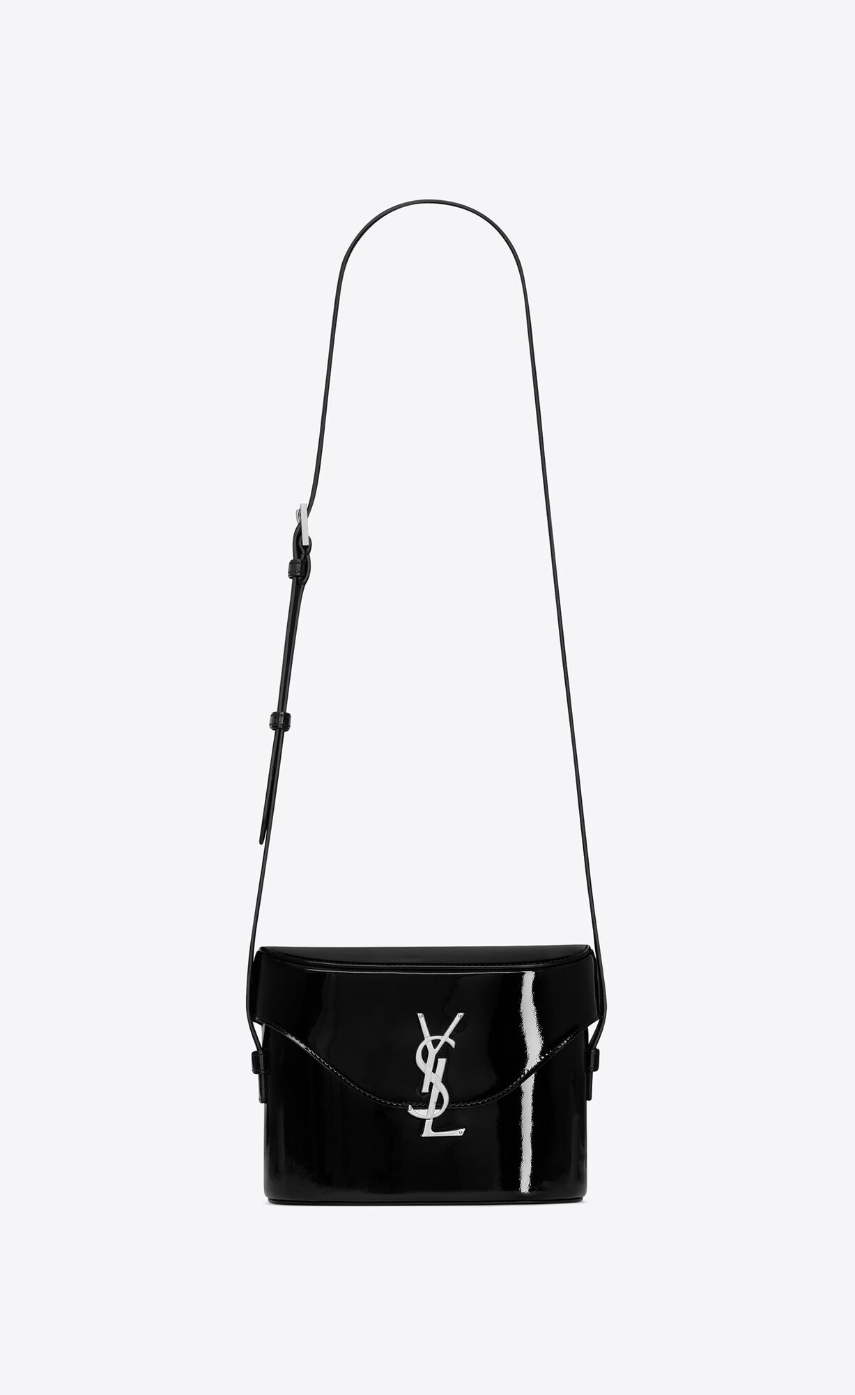 YSL June Box Bag In Lack Leder Schwarz | 02194-FYDT