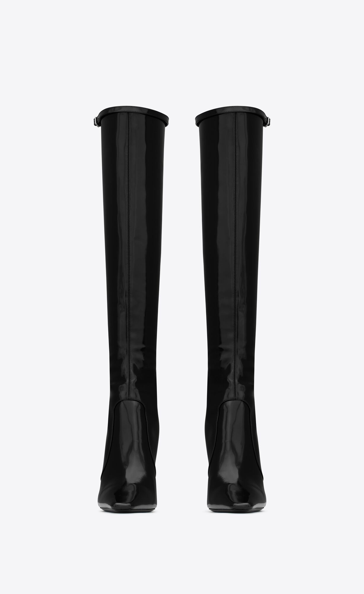 YSL Justify Boots In Shiny Leder Schwarz | 58643-WQNF