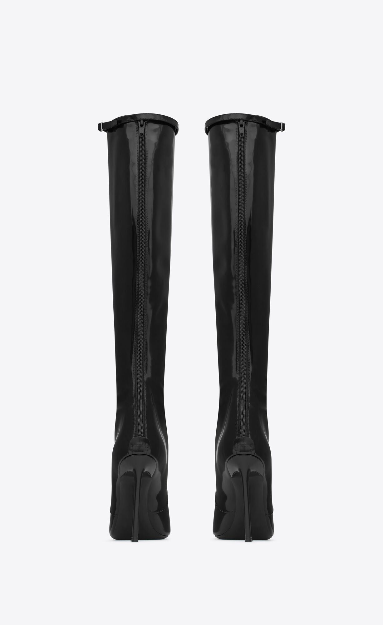 YSL Justify Boots In Shiny Leder Schwarz | 58643-WQNF