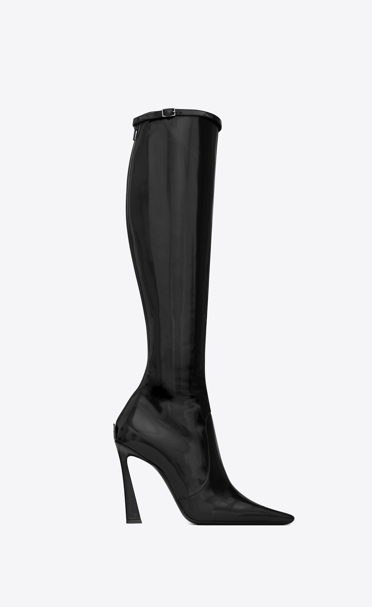 YSL Justify Boots In Shiny Leder Schwarz | 58643-WQNF