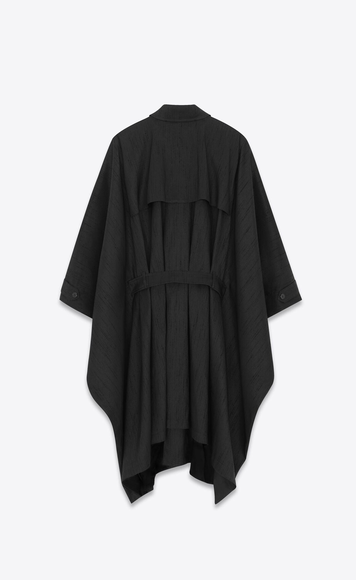 YSL Kaftan Trench Coat In Shantung Schwarz | 01437-RBXN