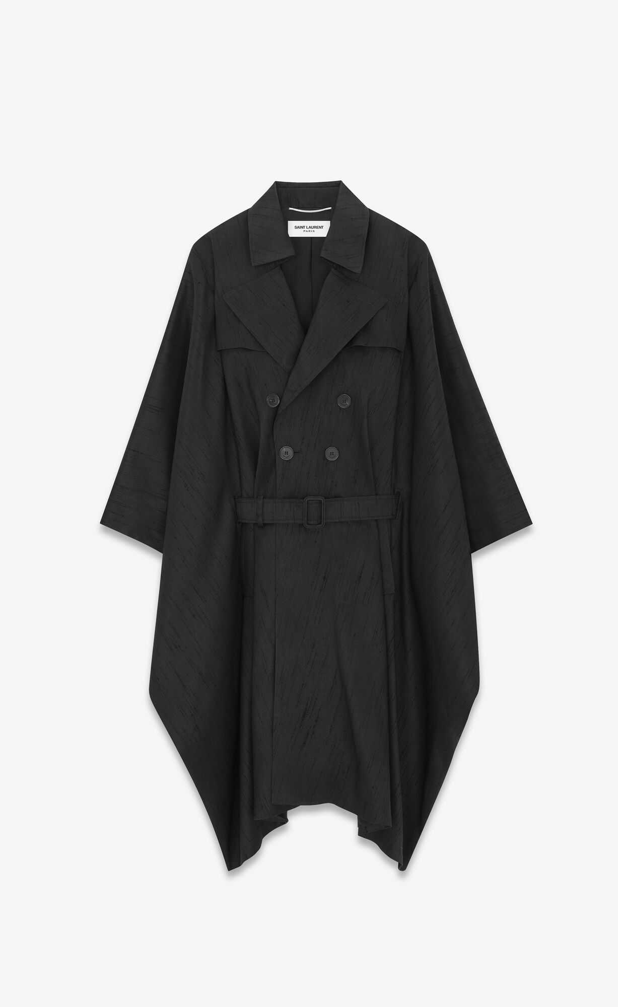 YSL Kaftan Trench Coat In Shantung Schwarz | 01437-RBXN