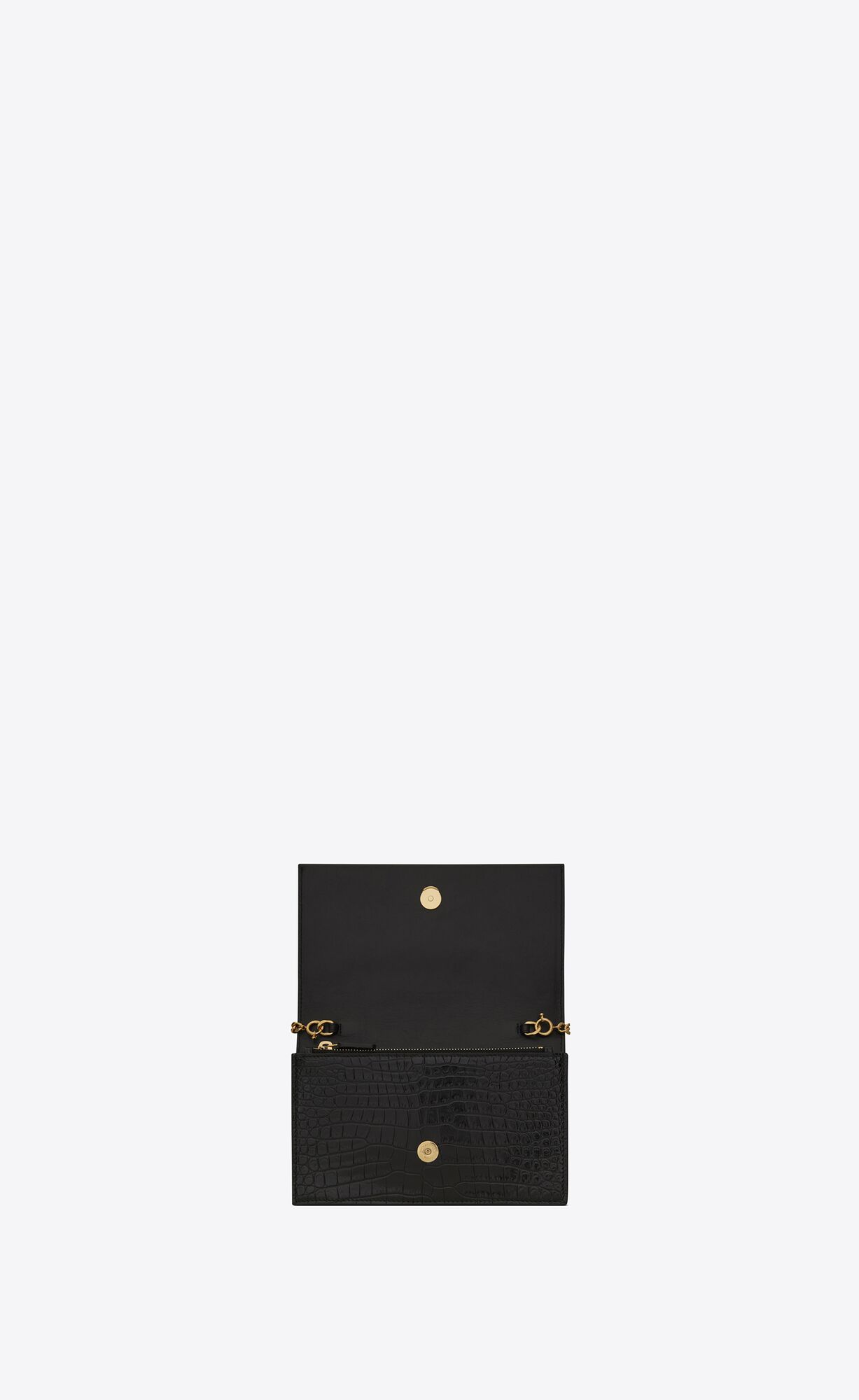 YSL Kate Chain Wallet With Tassel In Crocodile-embossed Shiny Leder Schwarz | 23014-OZNB