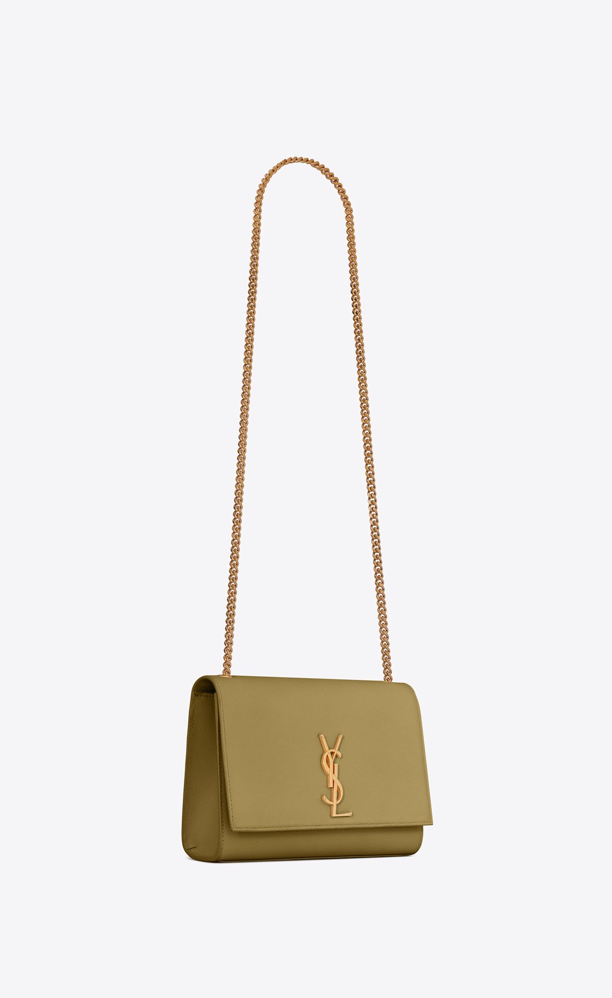 YSL Kate Medium Chain Bag In Grain De Poudre Embossed Leder Grün | 13094-NLKQ