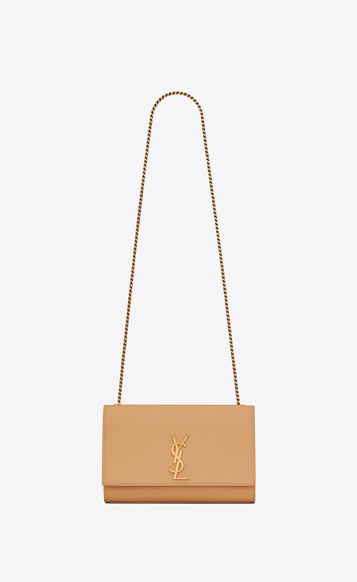 YSL Kate Medium Chain Bag In Grain De Poudre Embossed Leder Dunkelbraun | 35794-WYDH