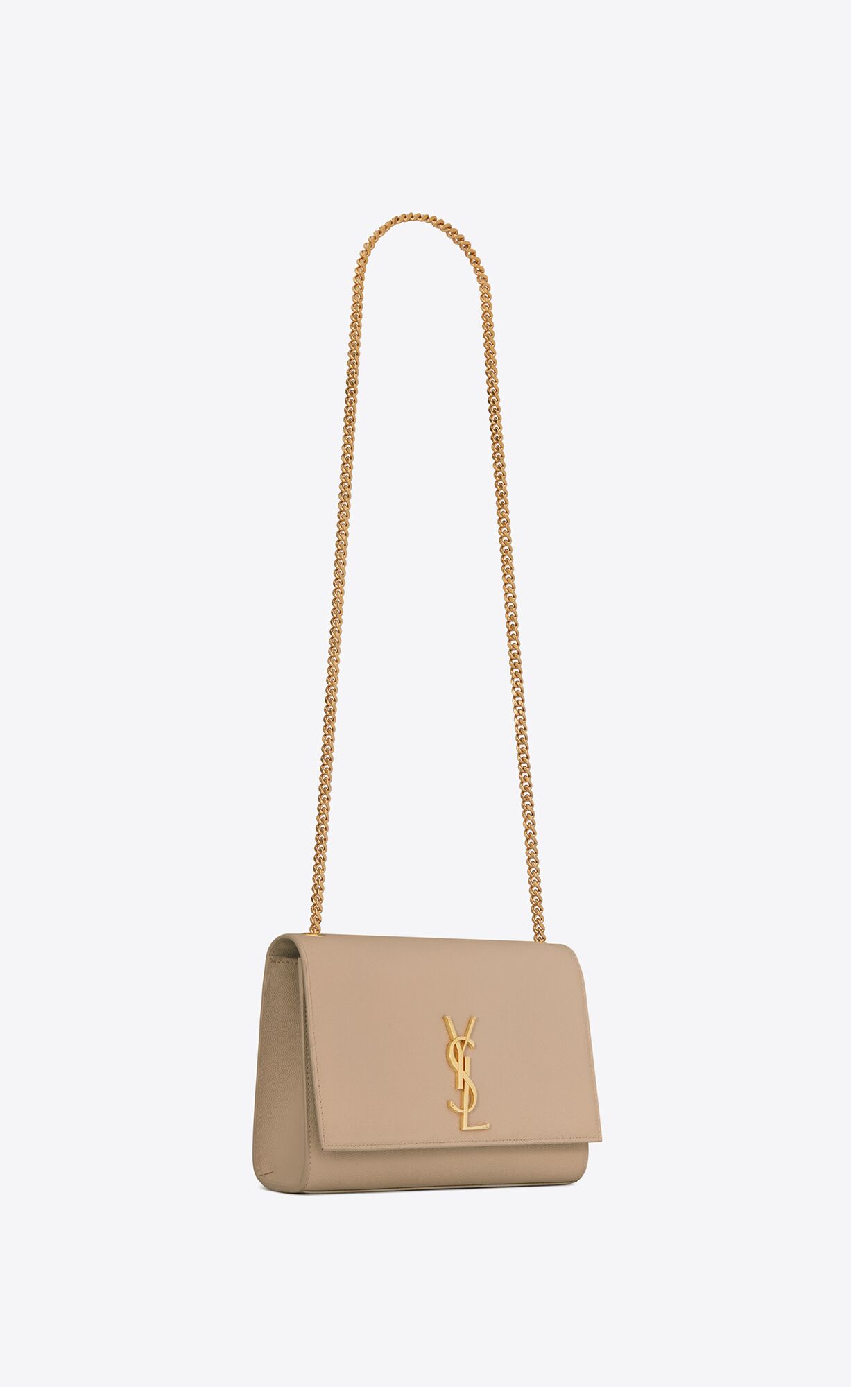 YSL Kate Medium Chain Bag In Grain De Poudre Embossed Leder Dunkelbeige | 53410-RCXH