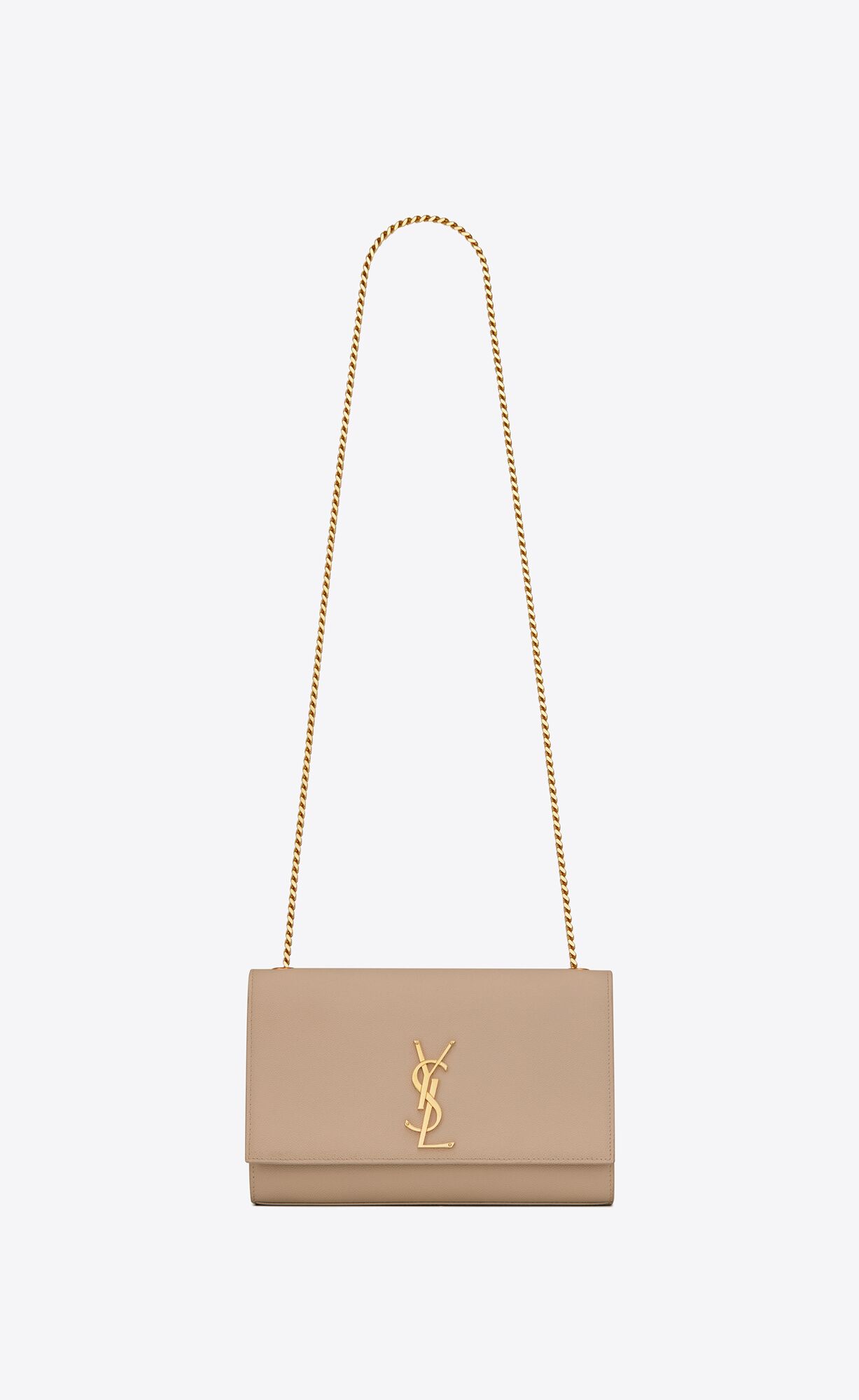 YSL Kate Medium Chain Bag In Grain De Poudre Embossed Leder Dunkelbeige | 53410-RCXH