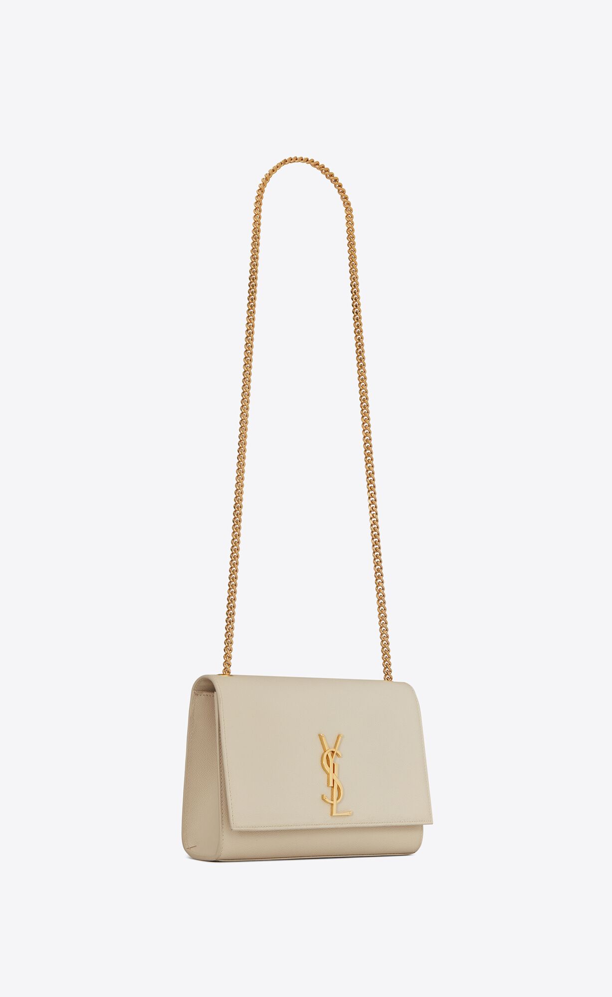 YSL Kate Medium Chain Bag In Grain De Poudre Embossed Leder Blanc Vintage | 90751-JGDZ