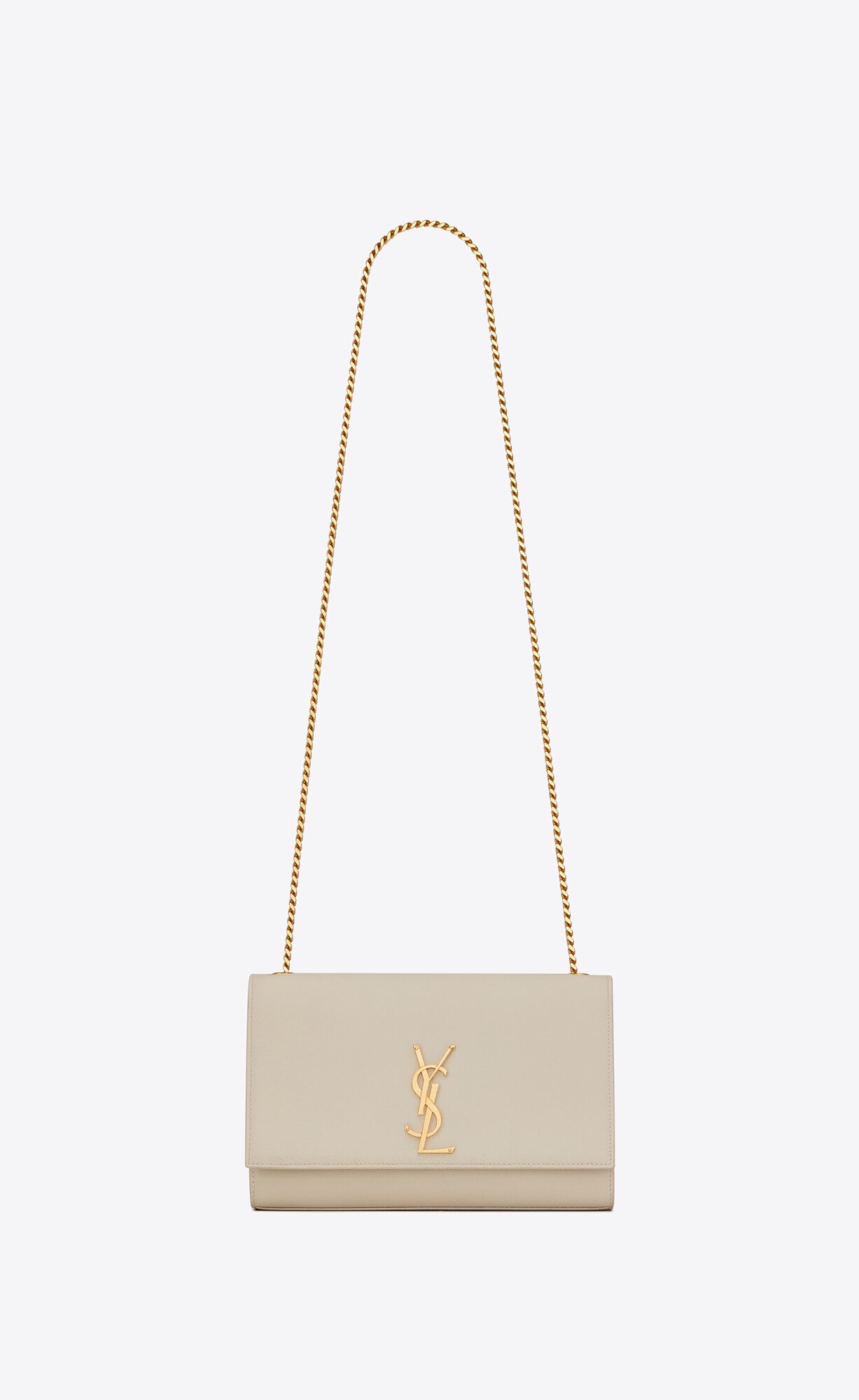 YSL Kate Medium Chain Bag In Grain De Poudre Embossed Leder Blanc Vintage | 90751-JGDZ