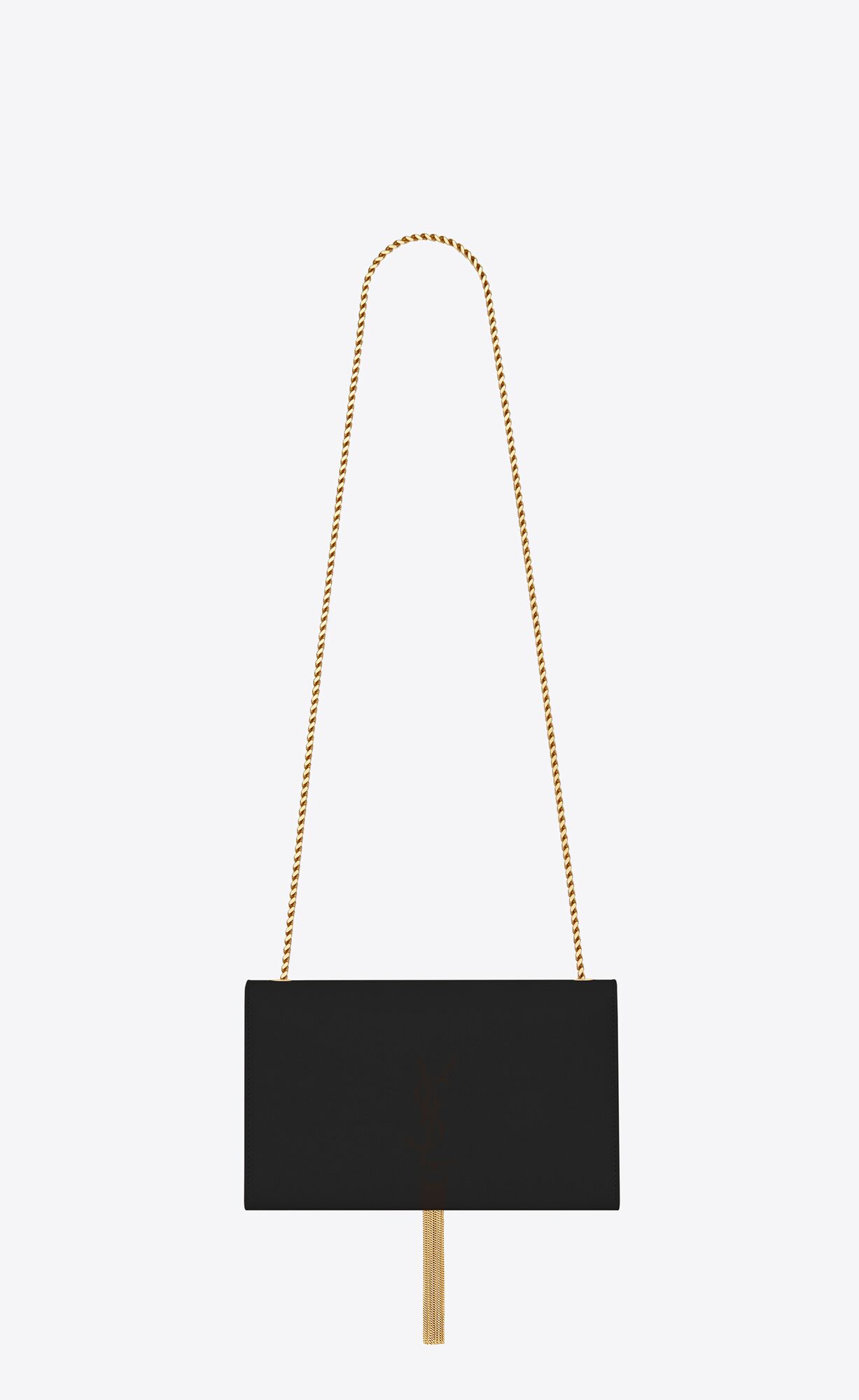 YSL Kate Medium Chain Bag With Tassel In Grain De Poudre Embossed Leder Schwarz | 23594-YFWL