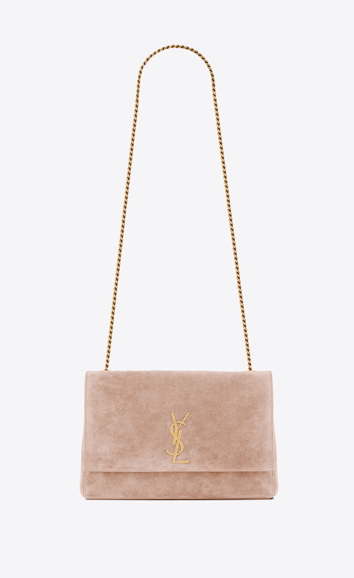 YSL Kate Medium Supple/Reversible Chain Bag In Shiny Leder And Wildleder Braun | 34051-ATFQ