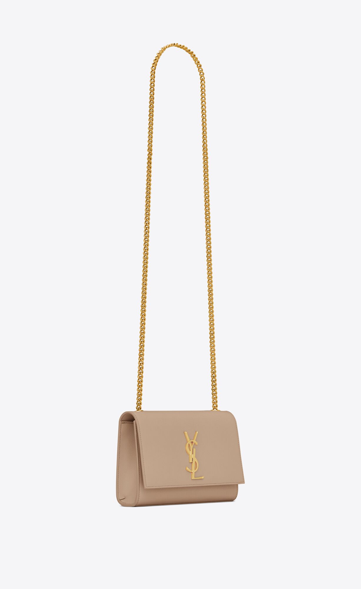 YSL Kate Small Chain Bag In Grain De Poudre Embossed Leder Dunkelbeige | 03179-UFXI