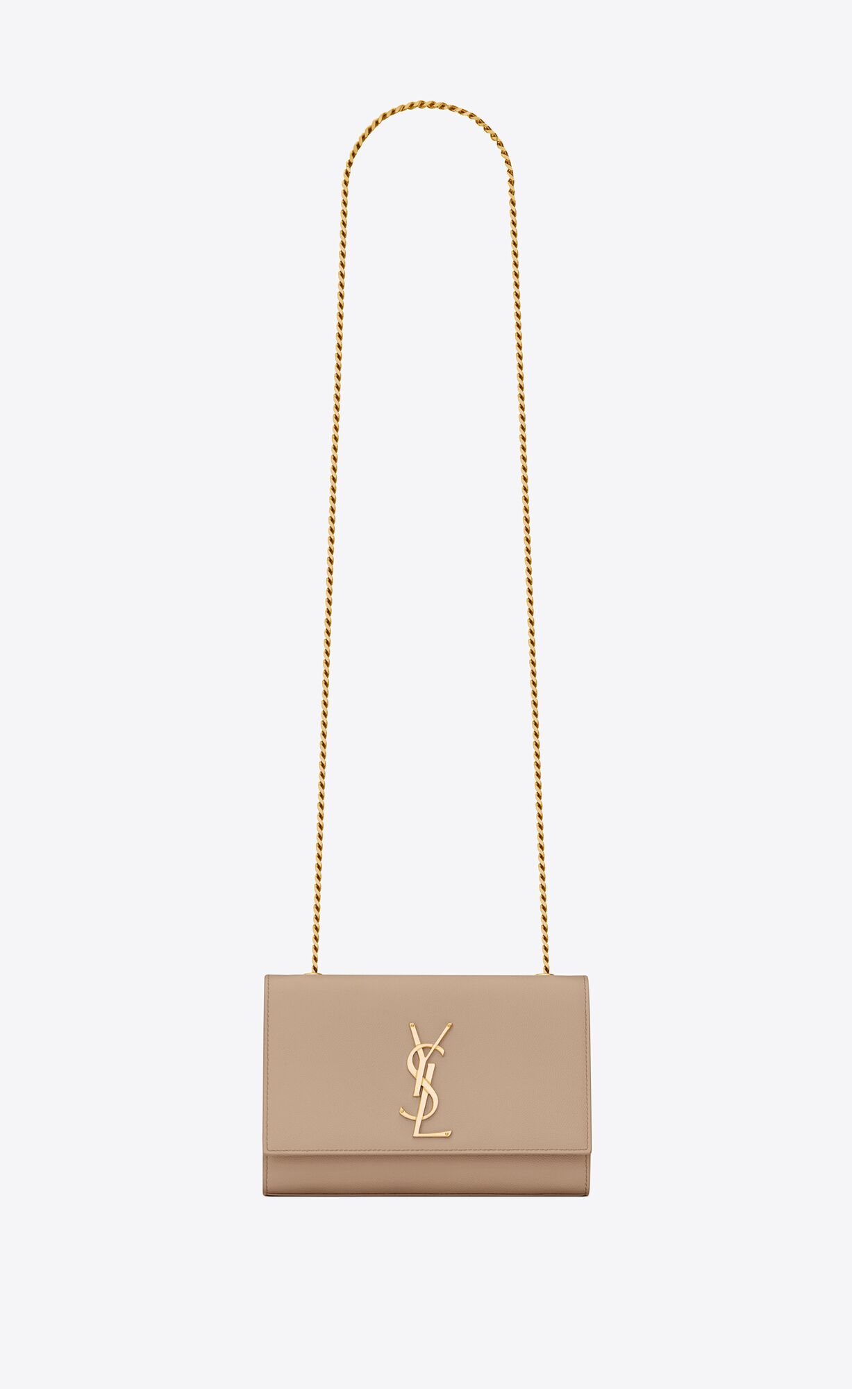 YSL Kate Small Chain Bag In Grain De Poudre Embossed Leder Dunkelbeige | 03179-UFXI