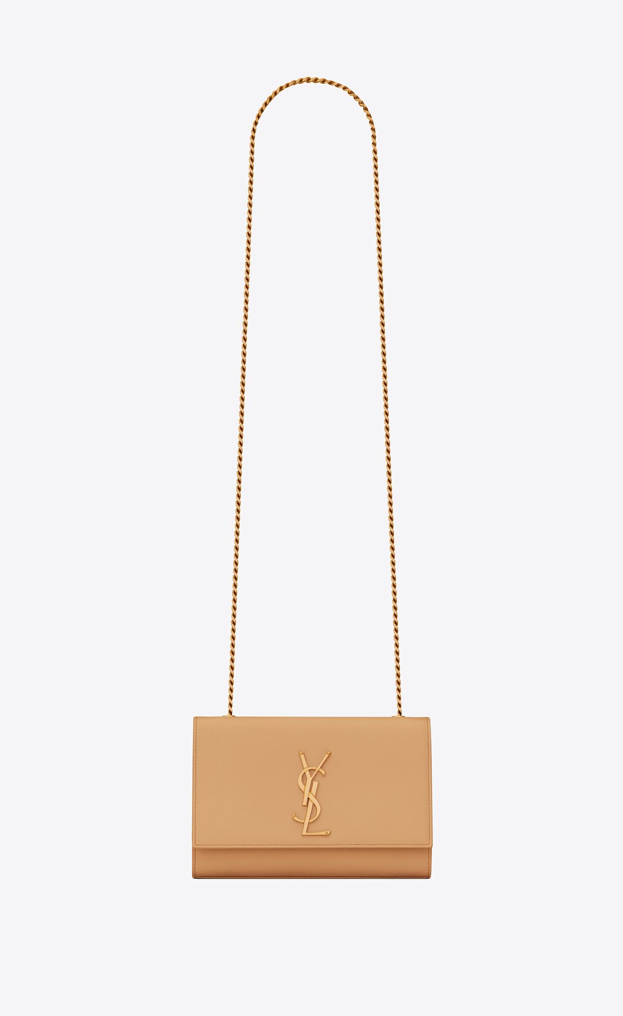 YSL Kate Small Chain Bag In Grain De Poudre Embossed Leder Dunkelbraun | 16324-GPZQ