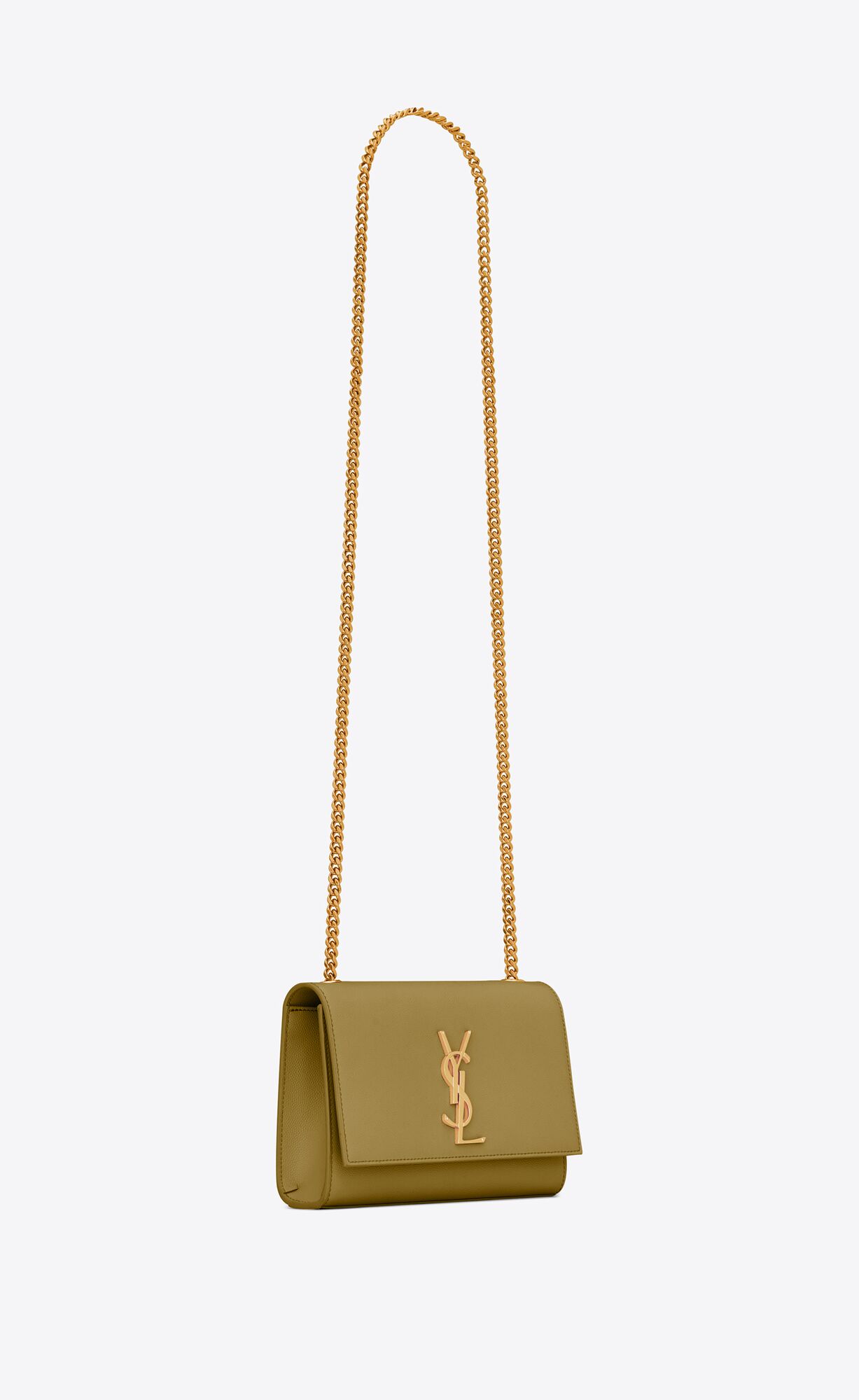 YSL Kate Small Chain Bag In Grain De Poudre Embossed Leder Grün | 62139-VDYP