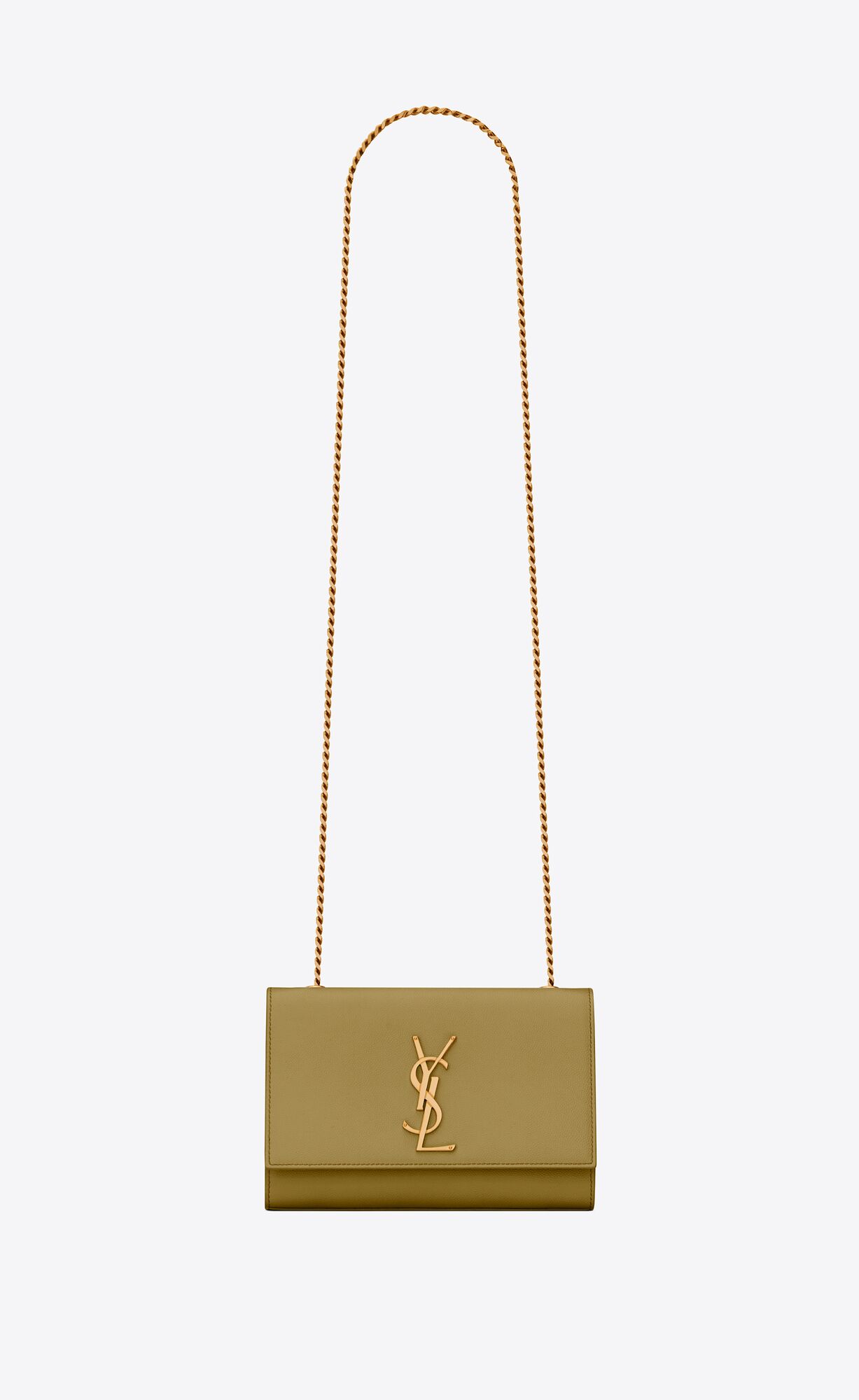 YSL Kate Small Chain Bag In Grain De Poudre Embossed Leder Grün | 62139-VDYP